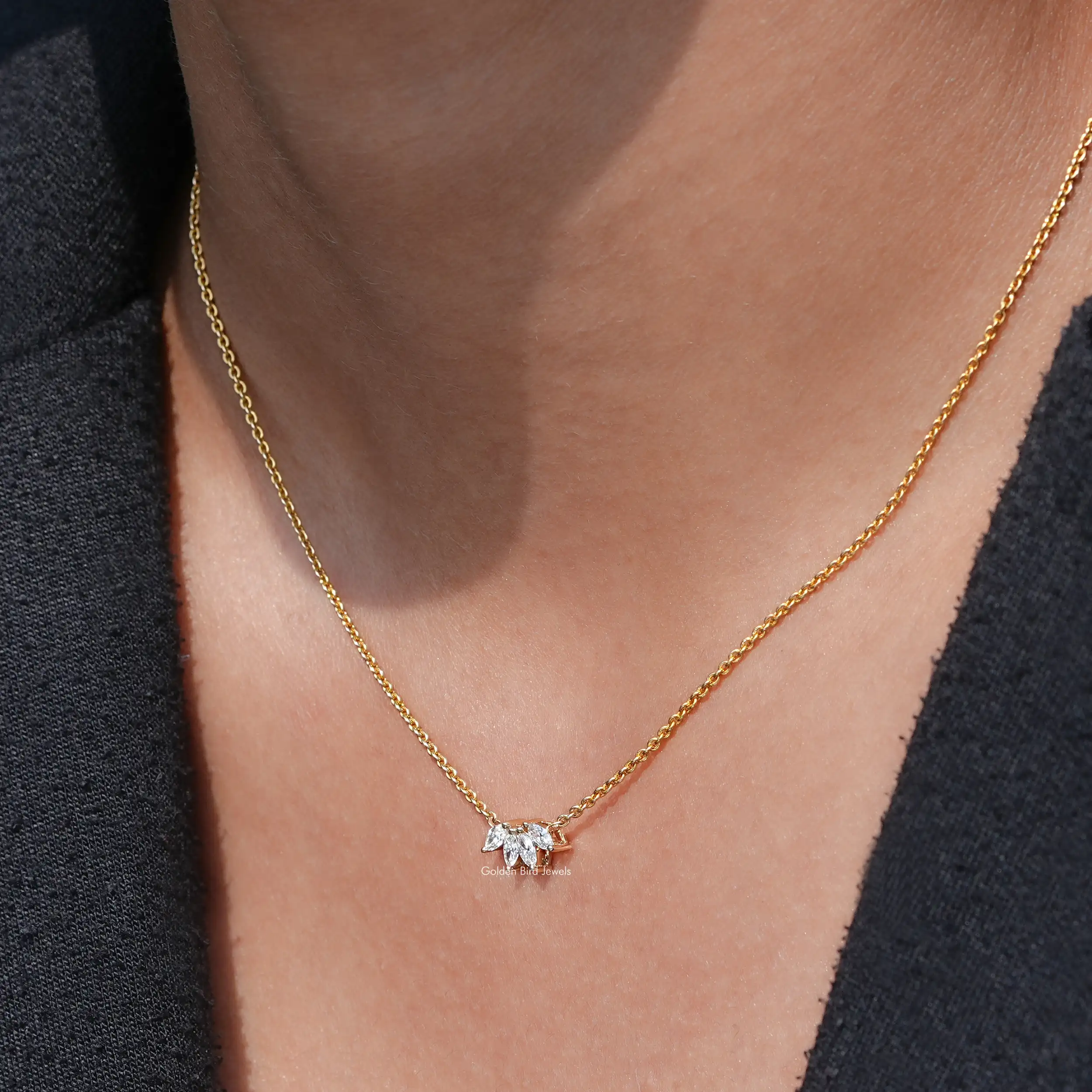 Marquise Diamond Flower Petal Minimalist Pendant - XBQDD