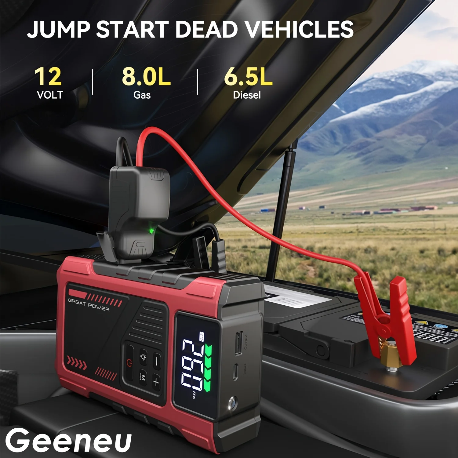 4000A Portable Wireless Car Air Compressor Jump Starter - XBQDD