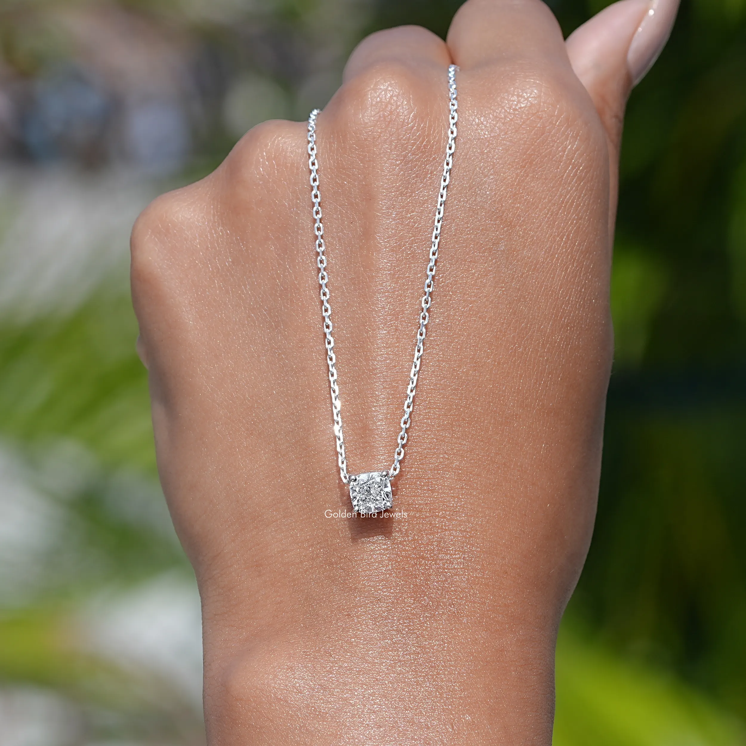 Cushion Cut Diamond Solitaire Pendant - XBQDD
