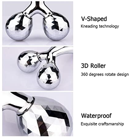 3D Massager Roller 360 Rotate Silver Thin Face Full Body Shape - XBQDD