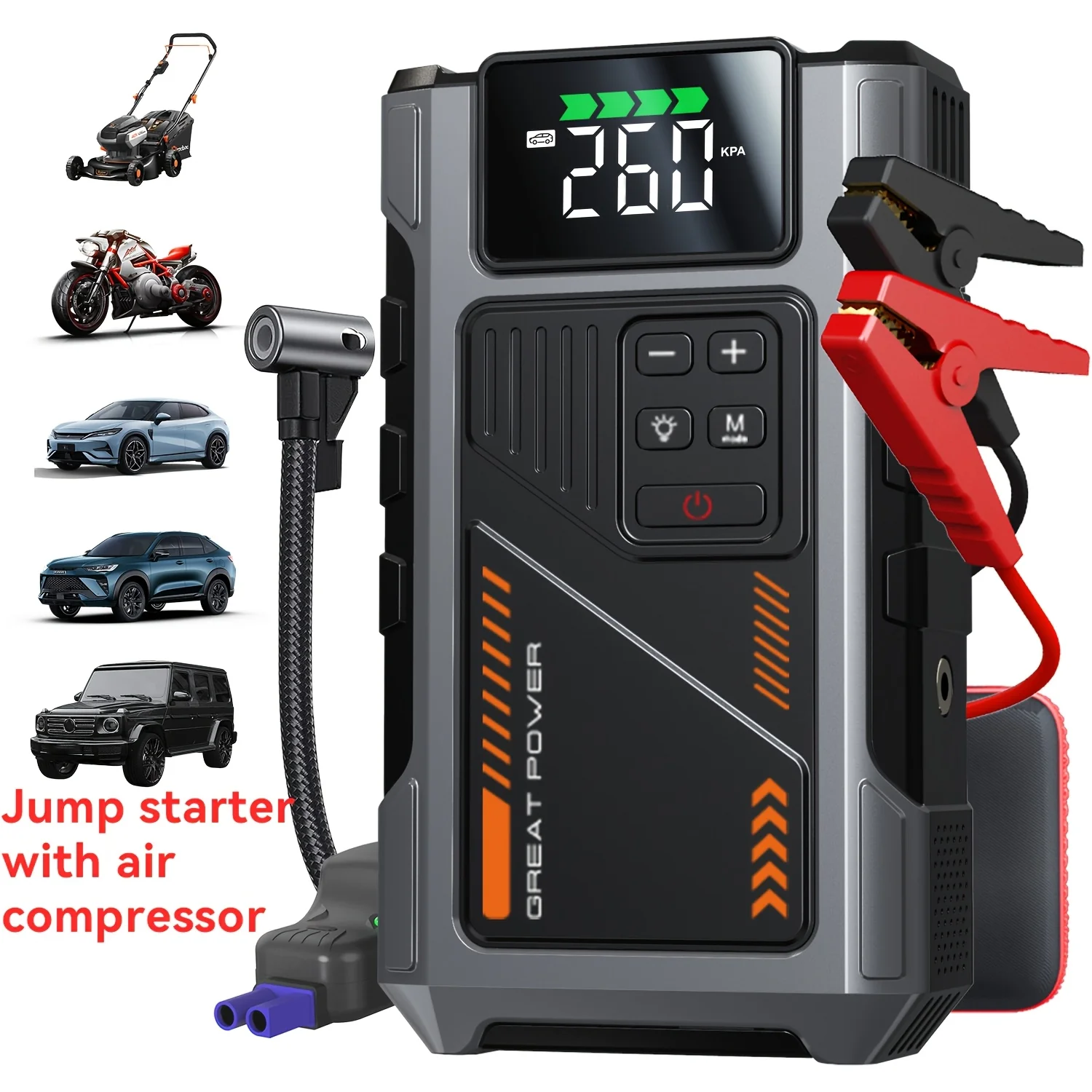4000A Portable Wireless Car Air Compressor Jump Starter - XBQDD