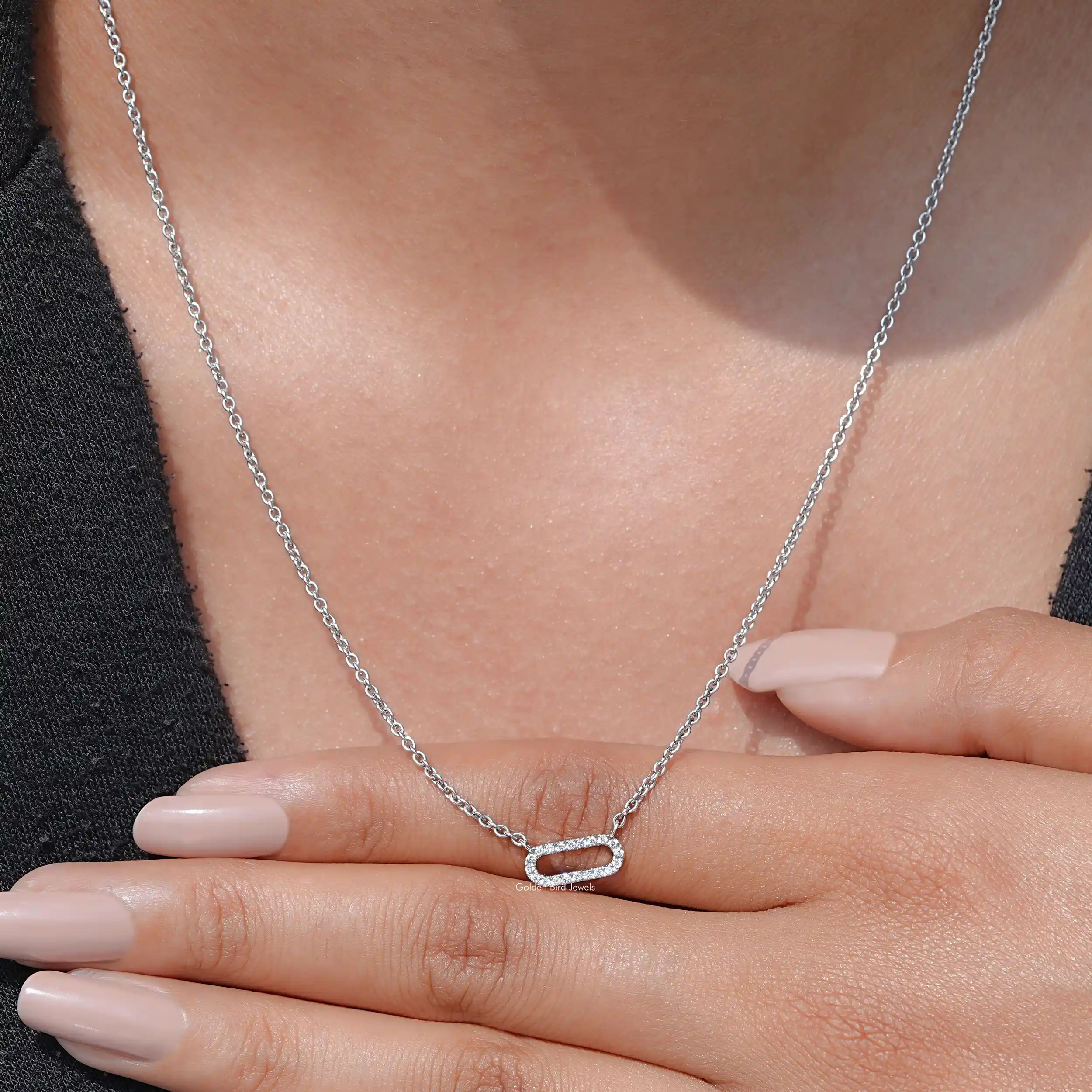 Round Lab Grown Paperclip Diamond Pendant - XBQDD