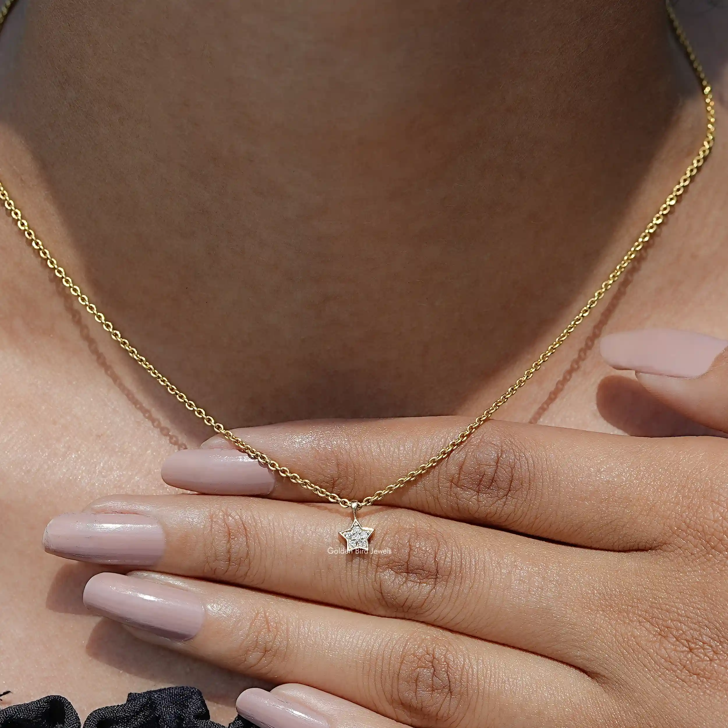 Star Shape Round Lab Diamond Pave Set Pendant - XBQDD