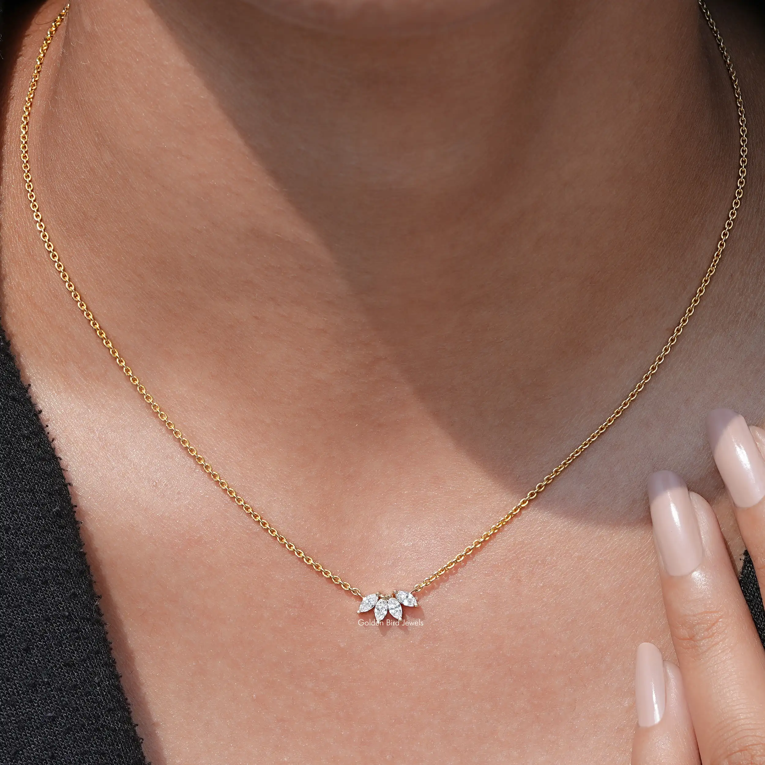Marquise Diamond Flower Petal Minimalist Pendant - XBQDD