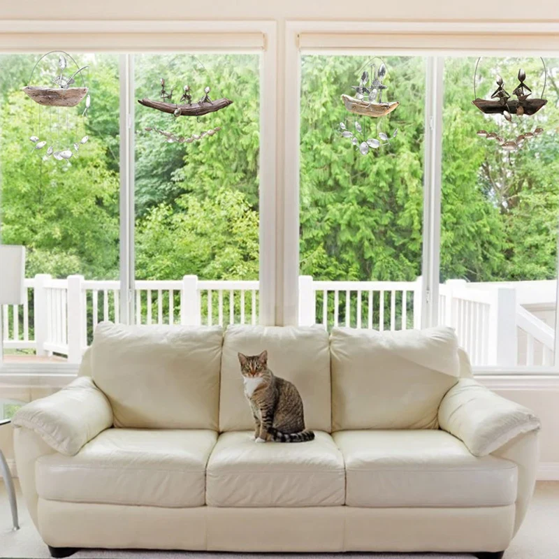 Hanging Metal Fisherman Sculptures - XBQDD