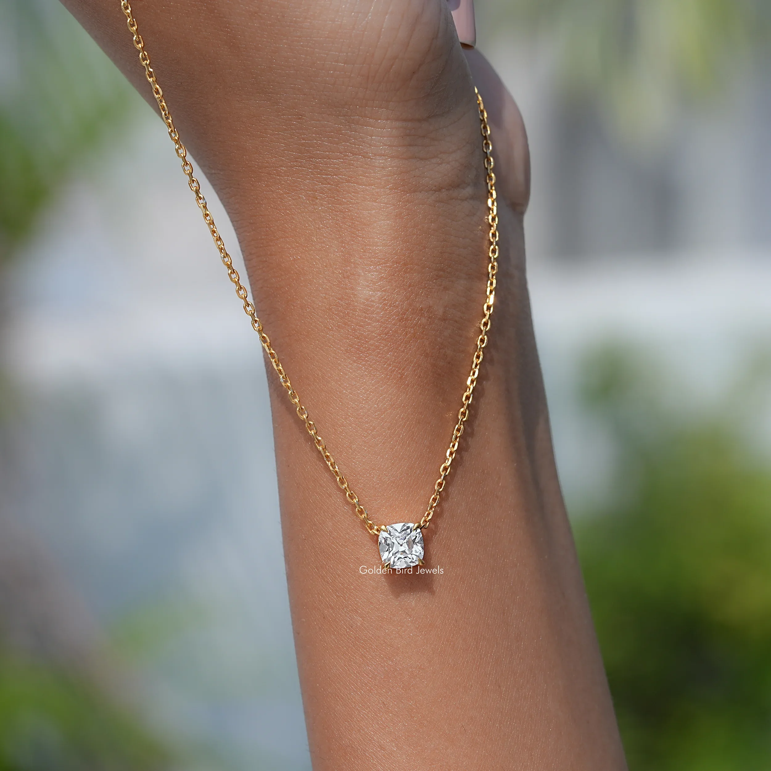 Square Old Mine Cushion Cut Diamond Pendant - XBQDD