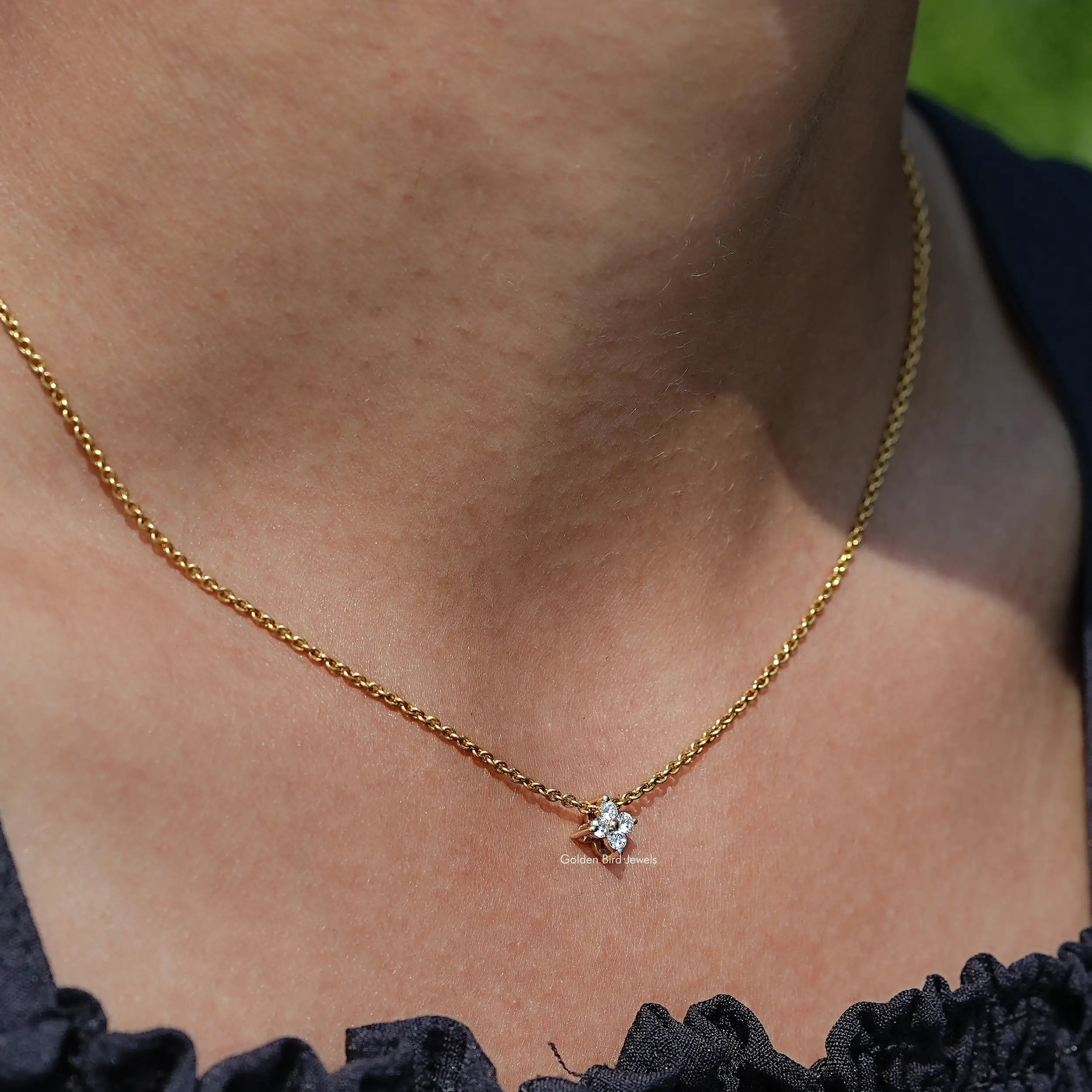 Round Cut Lab Grown Flower Diamond Pendant - XBQDD