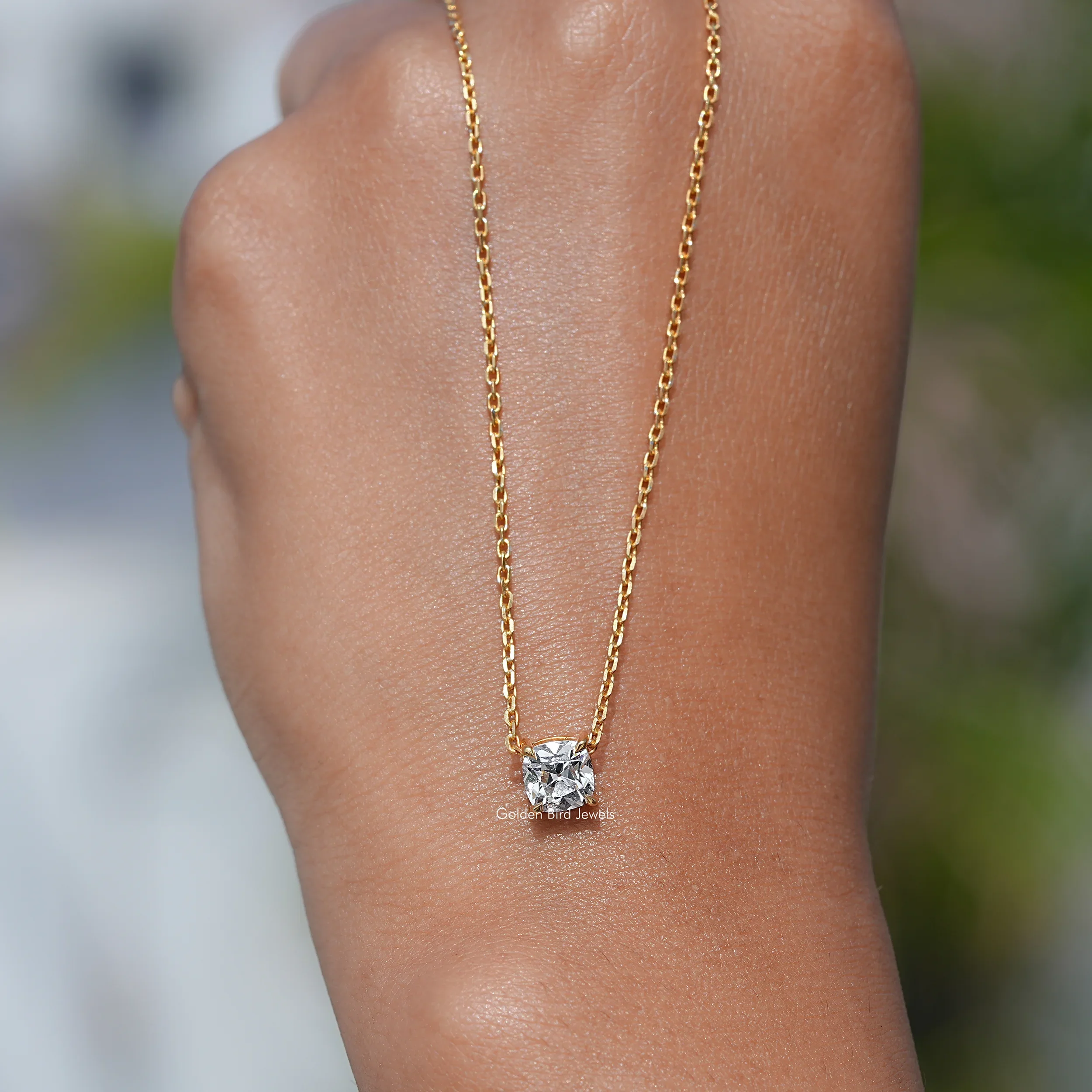 Square Old Mine Cushion Cut Diamond Pendant - XBQDD