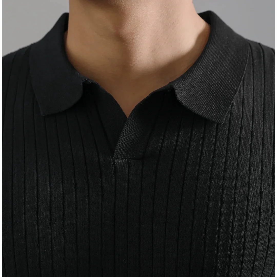 Breathable Striped Polo Shirt - XBQDD