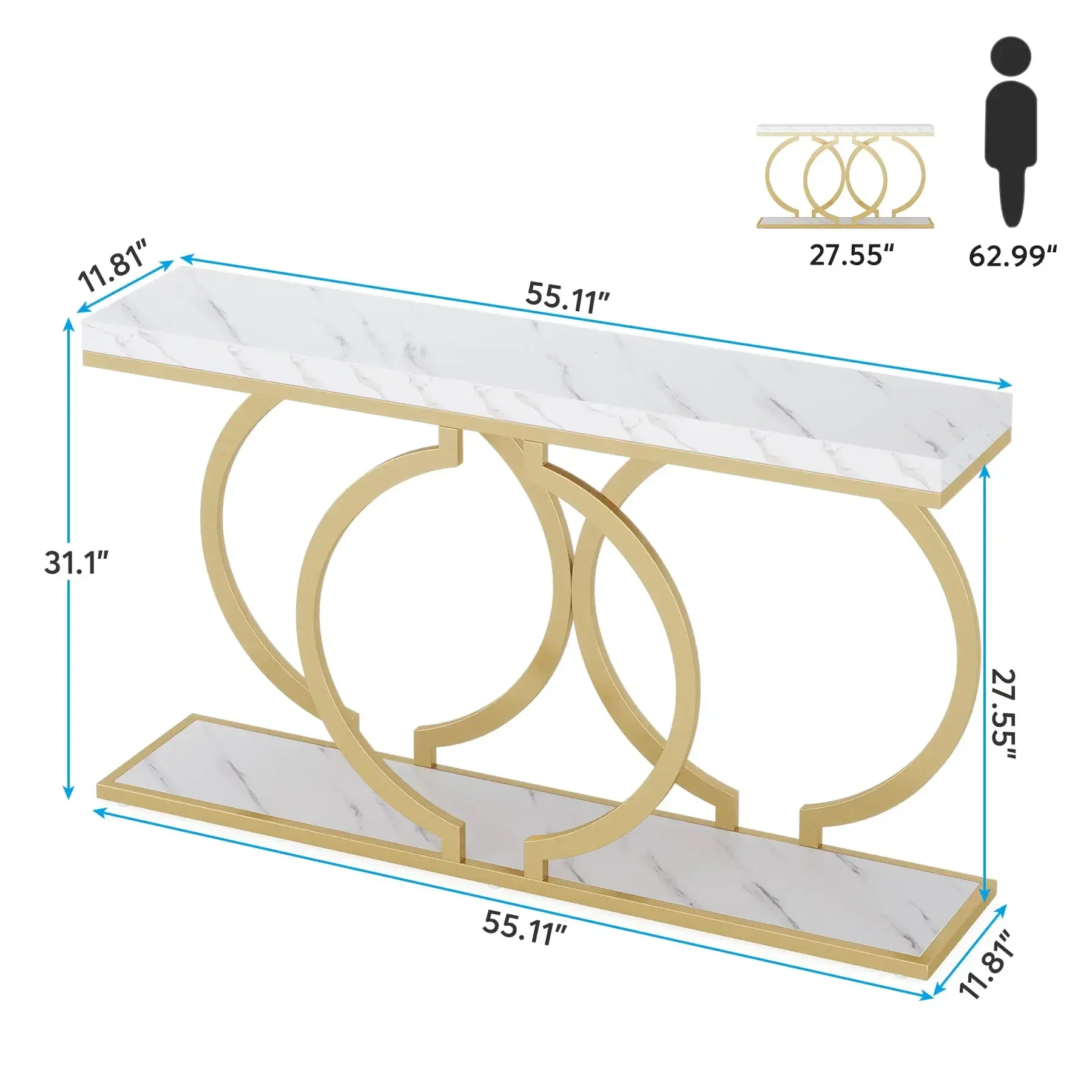 Narrow Gold Entry Table - XBQDD