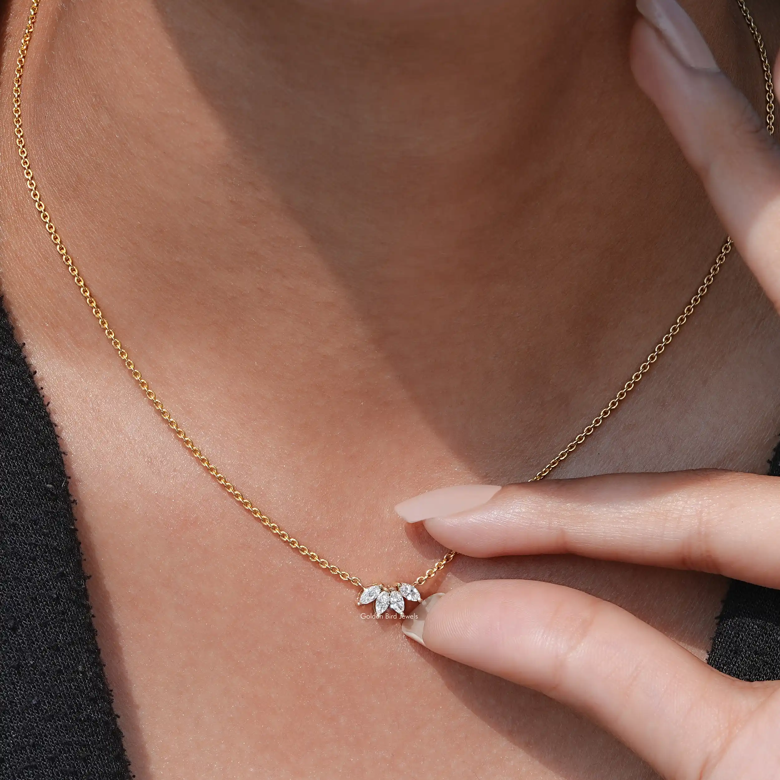 Marquise Diamond Flower Petal Minimalist Pendant - XBQDD