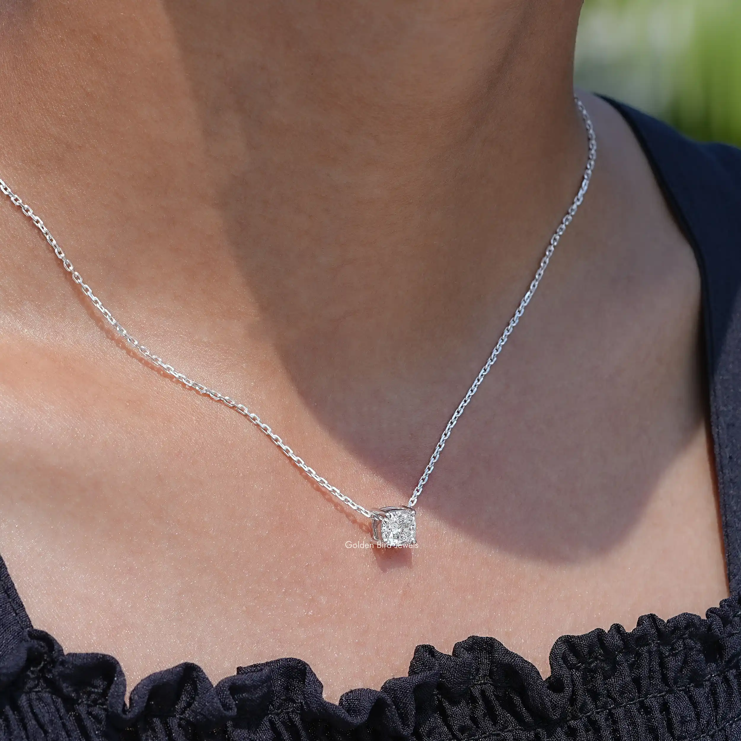 Cushion Cut Diamond Solitaire Pendant - XBQDD
