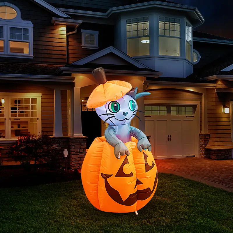 Pumpkin animation cat with LED lights - XBQDD