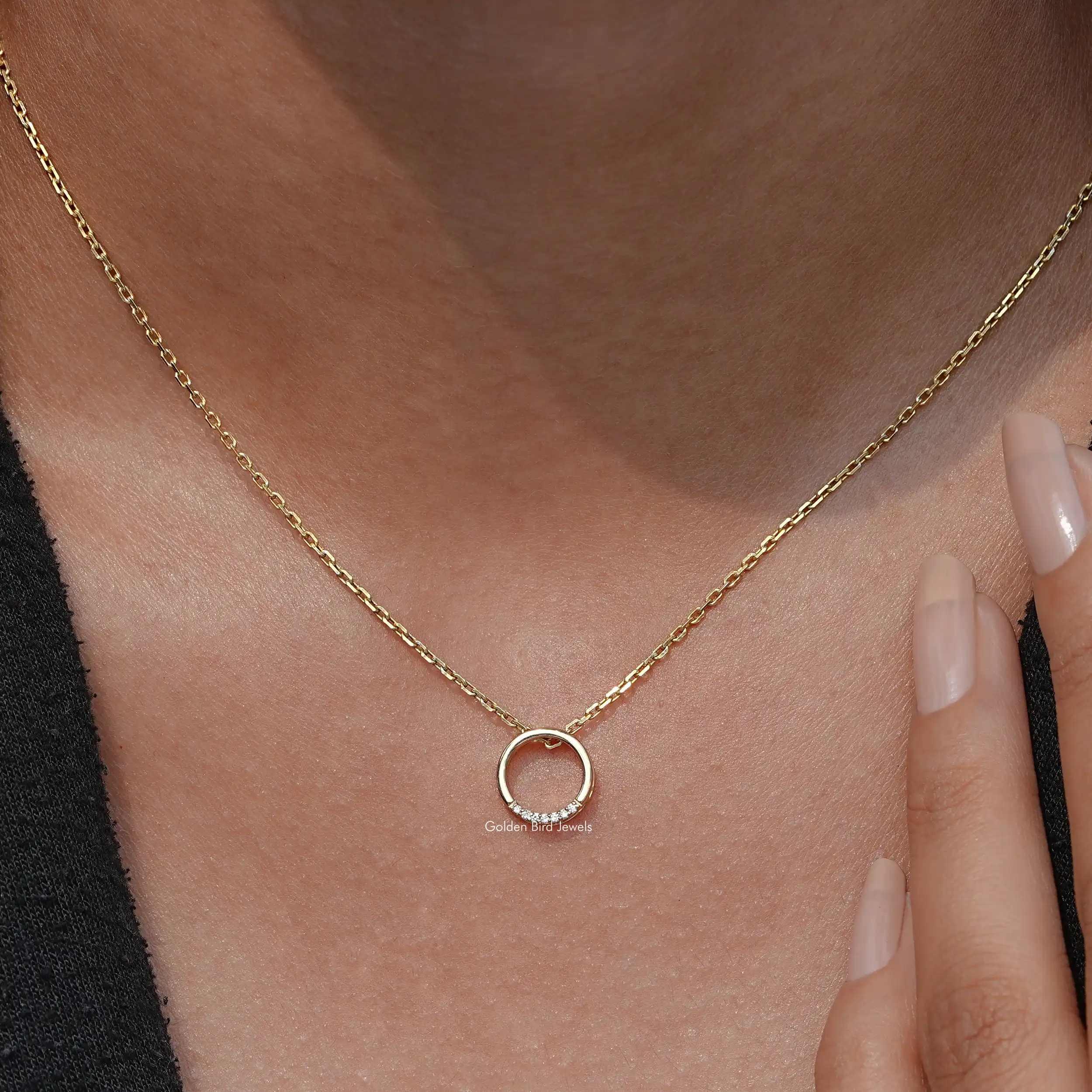 Lab Diamond Round Cut Open Circle Pendant - XBQDD