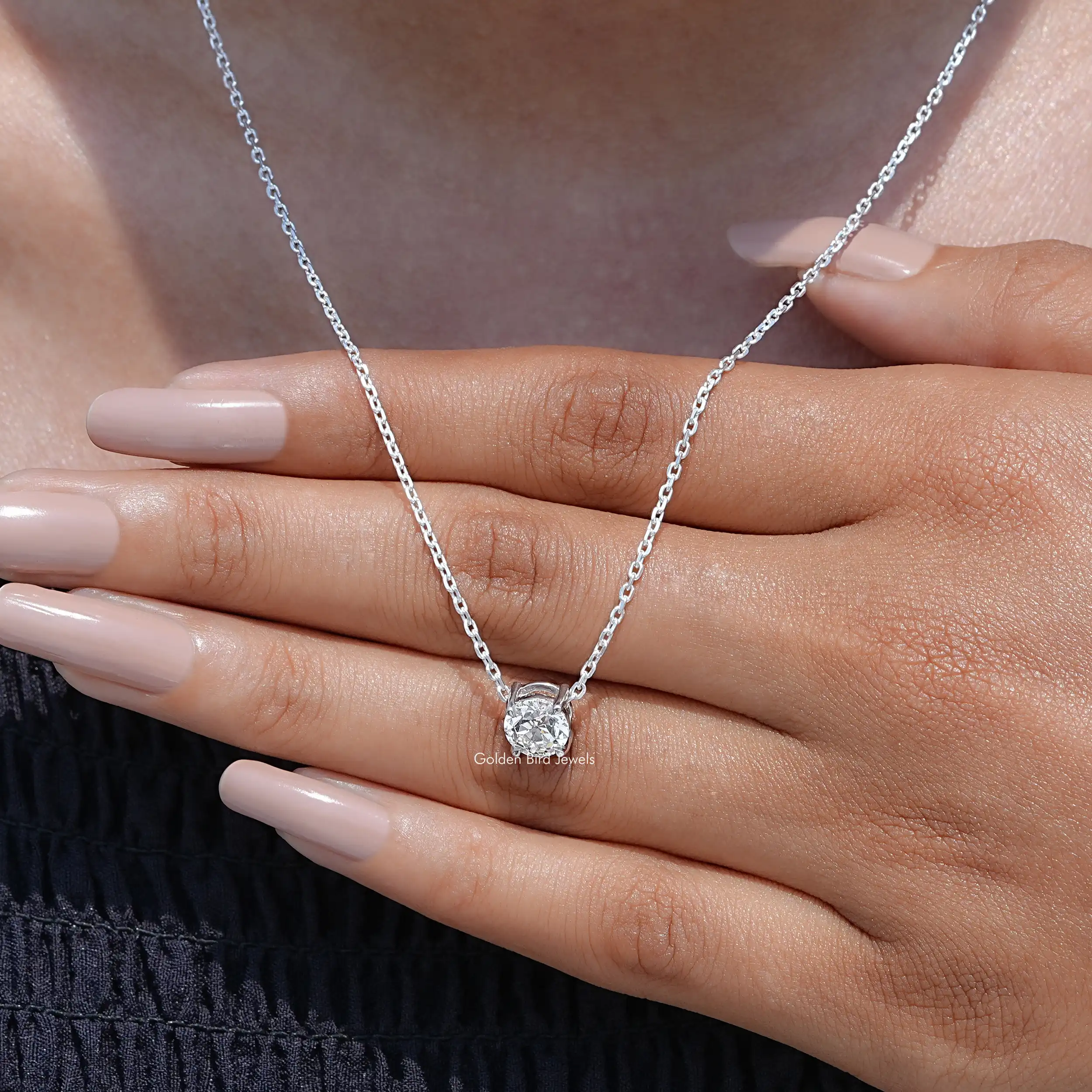 Lab Diamond Old European Round Cut Pendant - XBQDD