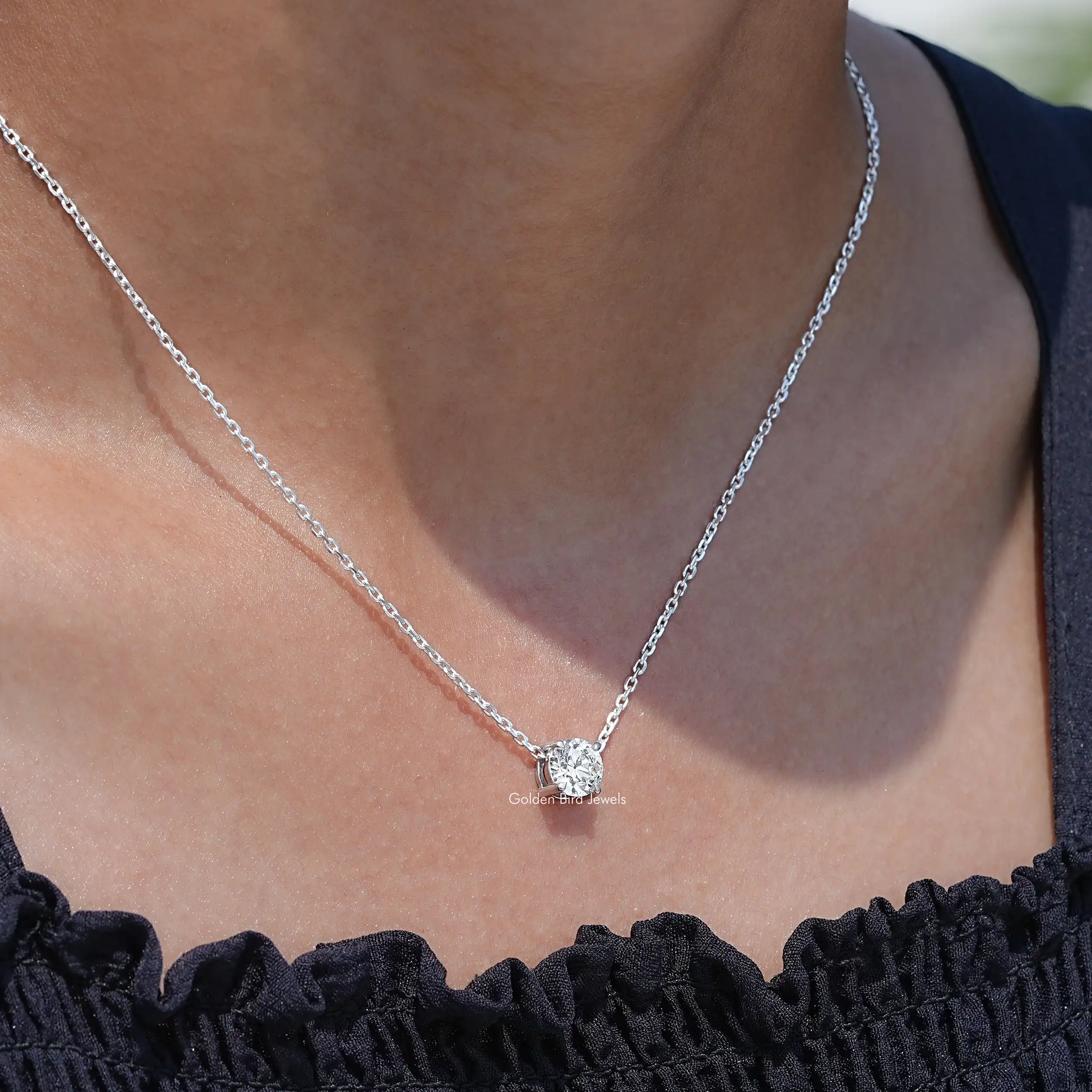 Lab Diamond Old European Round Cut Pendant - XBQDD