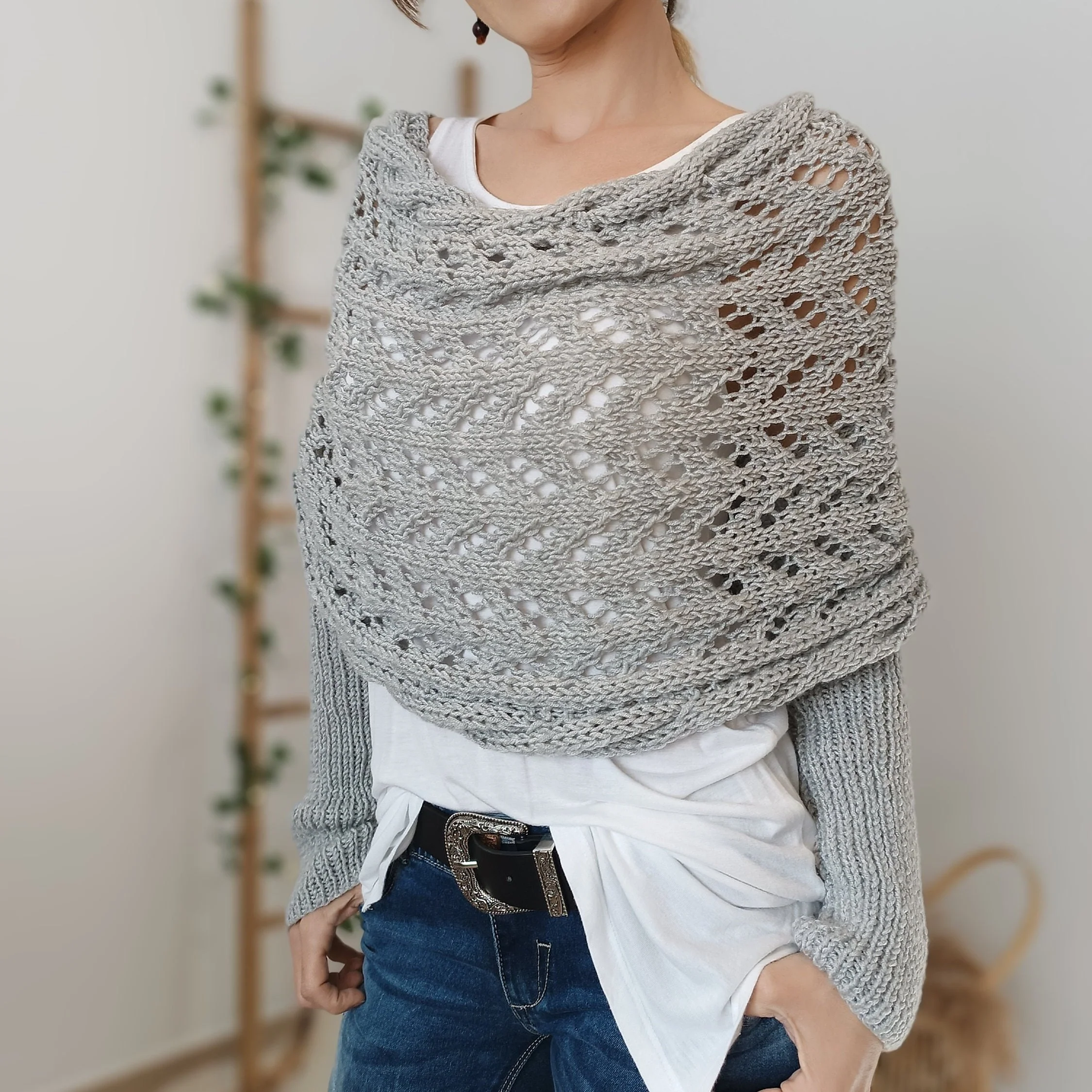Knitted Cable Wrap, Shrugs For Women, Knitted Wrap - XBQDD