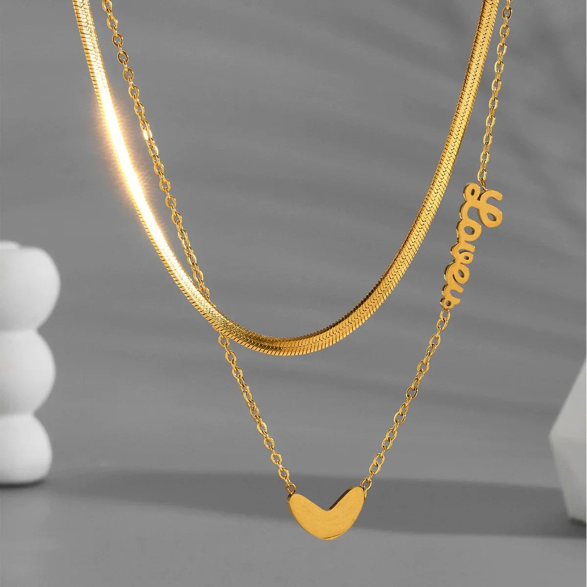 Heart Love Double Layer Necklace - Minimalist Unisex - XBQDD