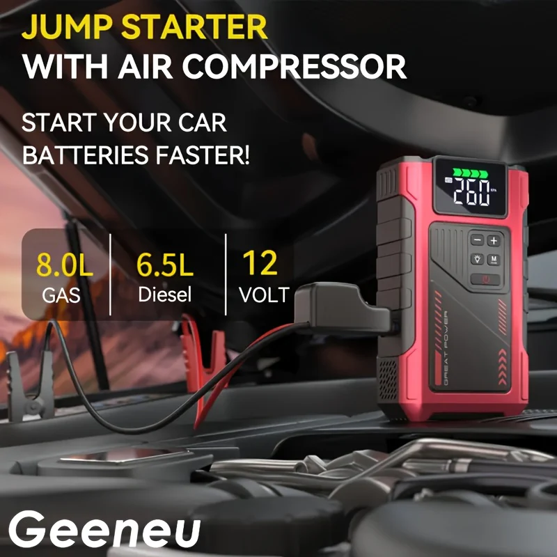 4000A Portable Wireless Car Air Compressor Jump Starter - XBQDD
