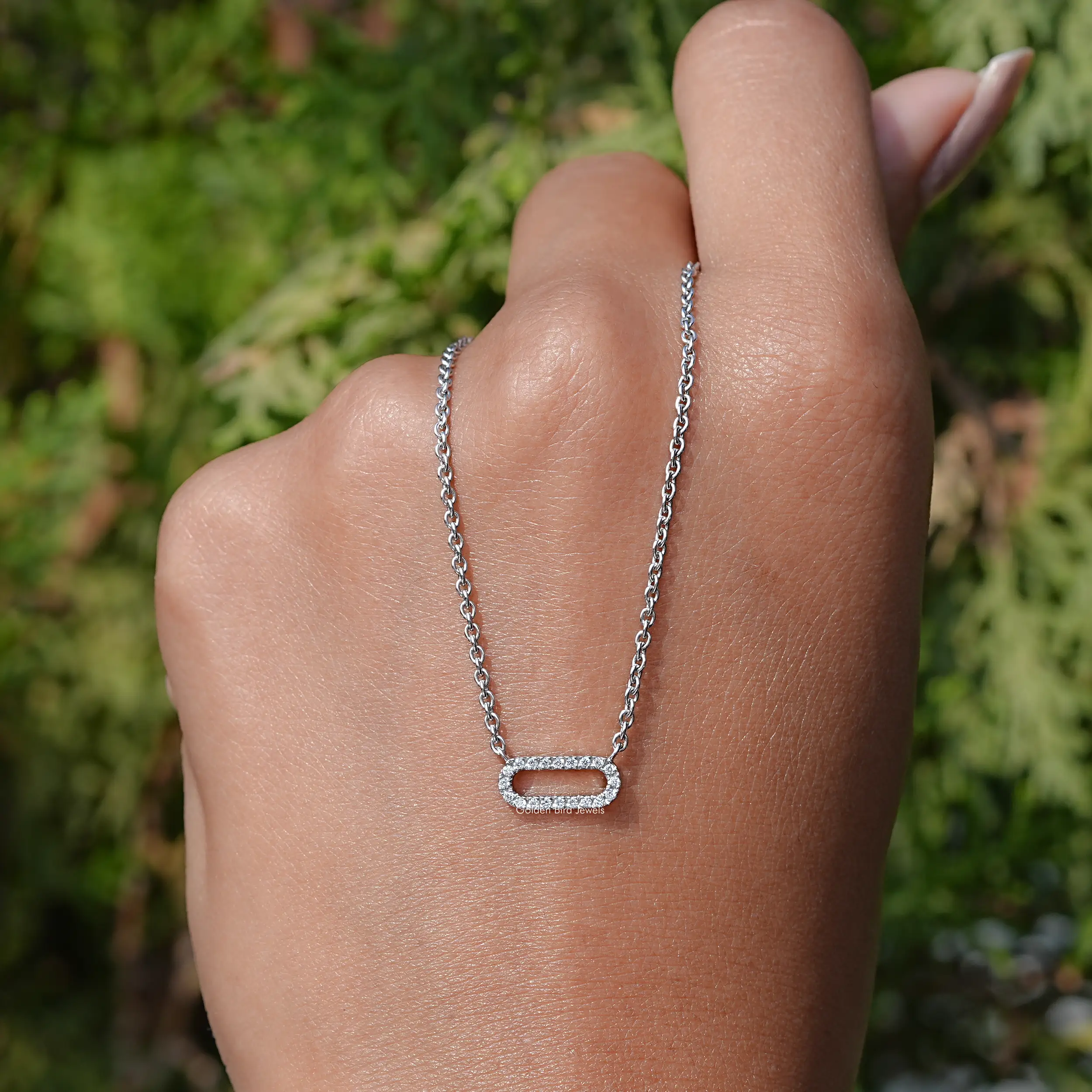 Round Lab Grown Paperclip Diamond Pendant - XBQDD