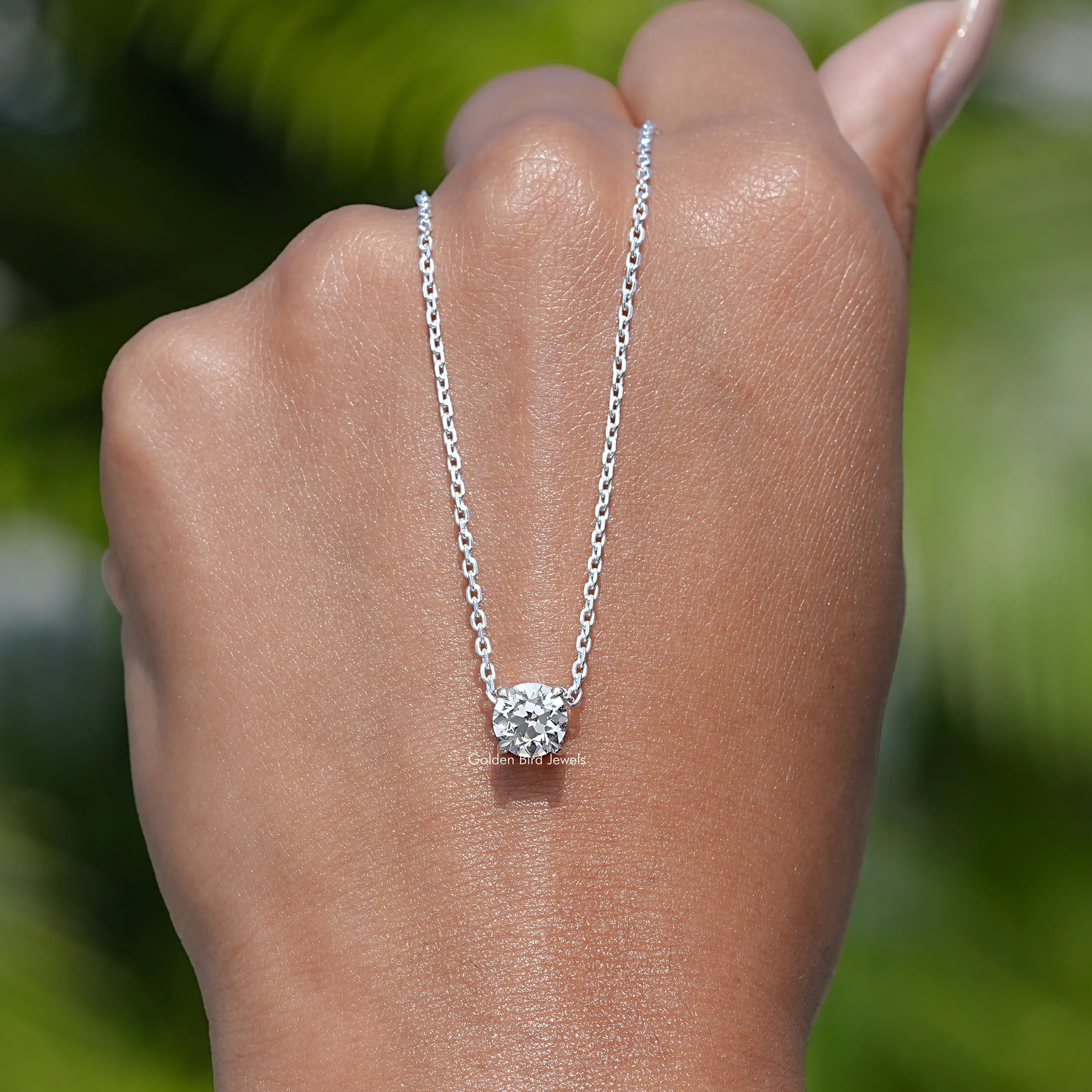 Lab Diamond Old European Round Cut Pendant - XBQDD