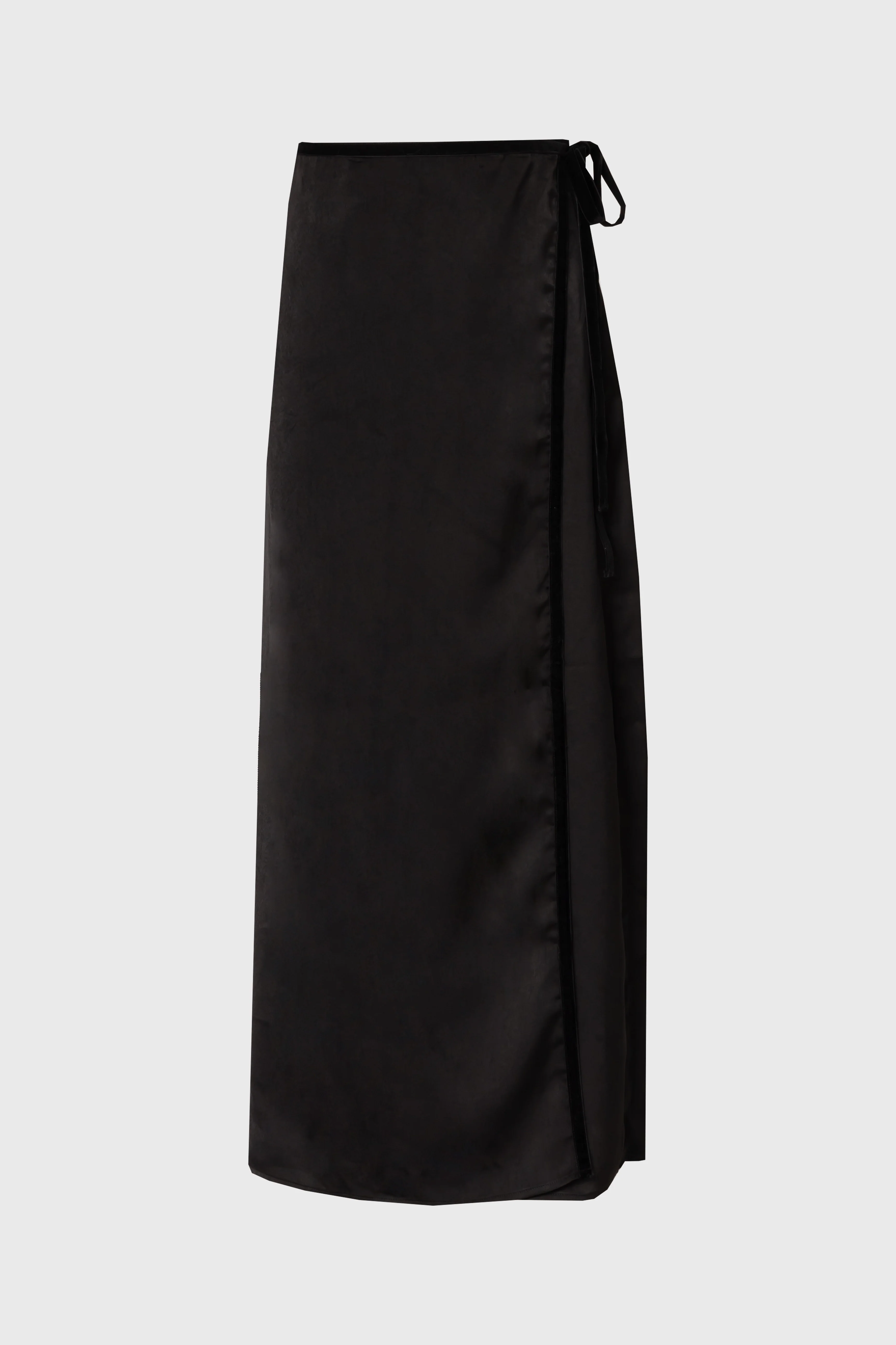 Black Velour Trim Wrap Skirt - KJDHW