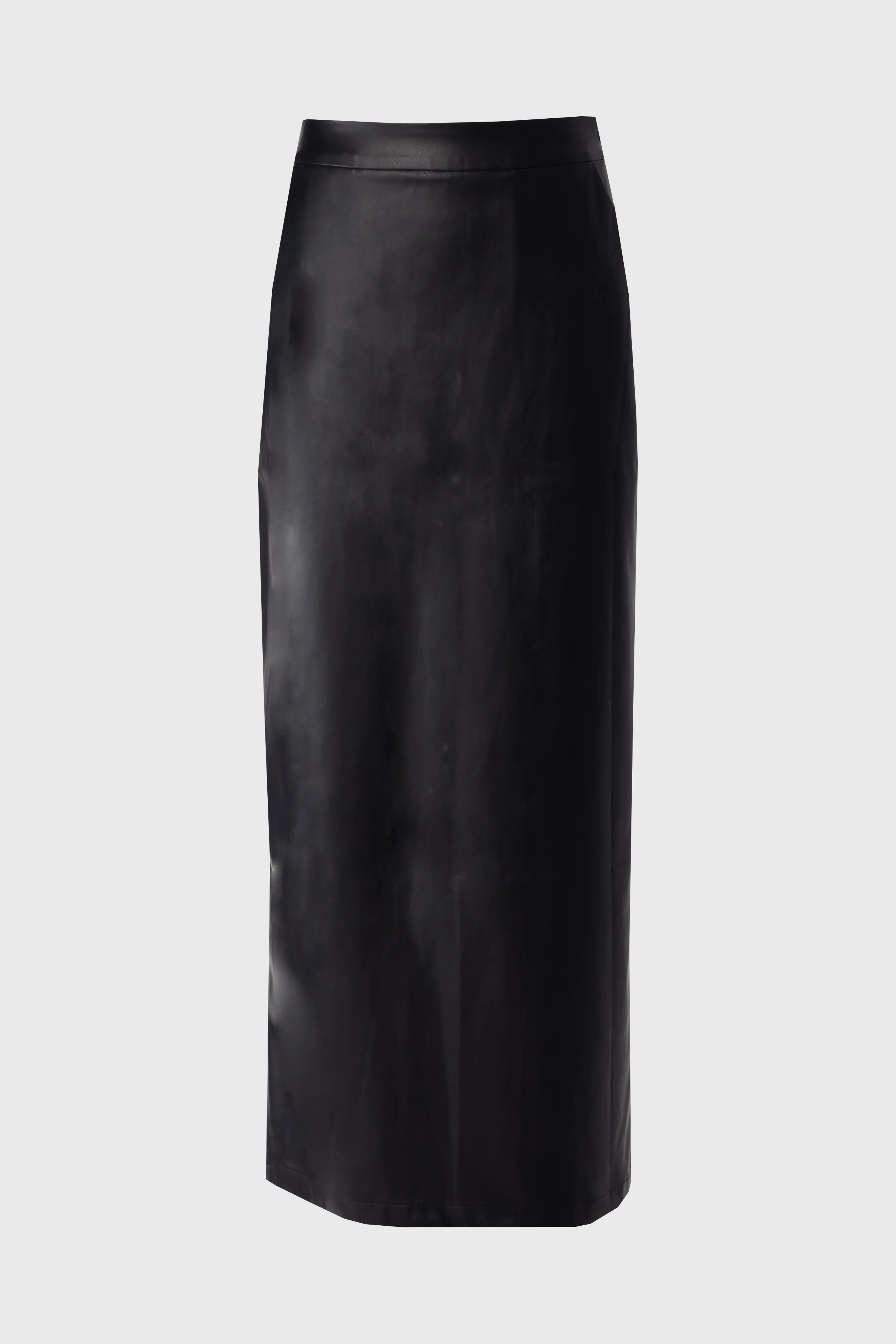 Black Straight Vegan Leather Skirt - KJDHW