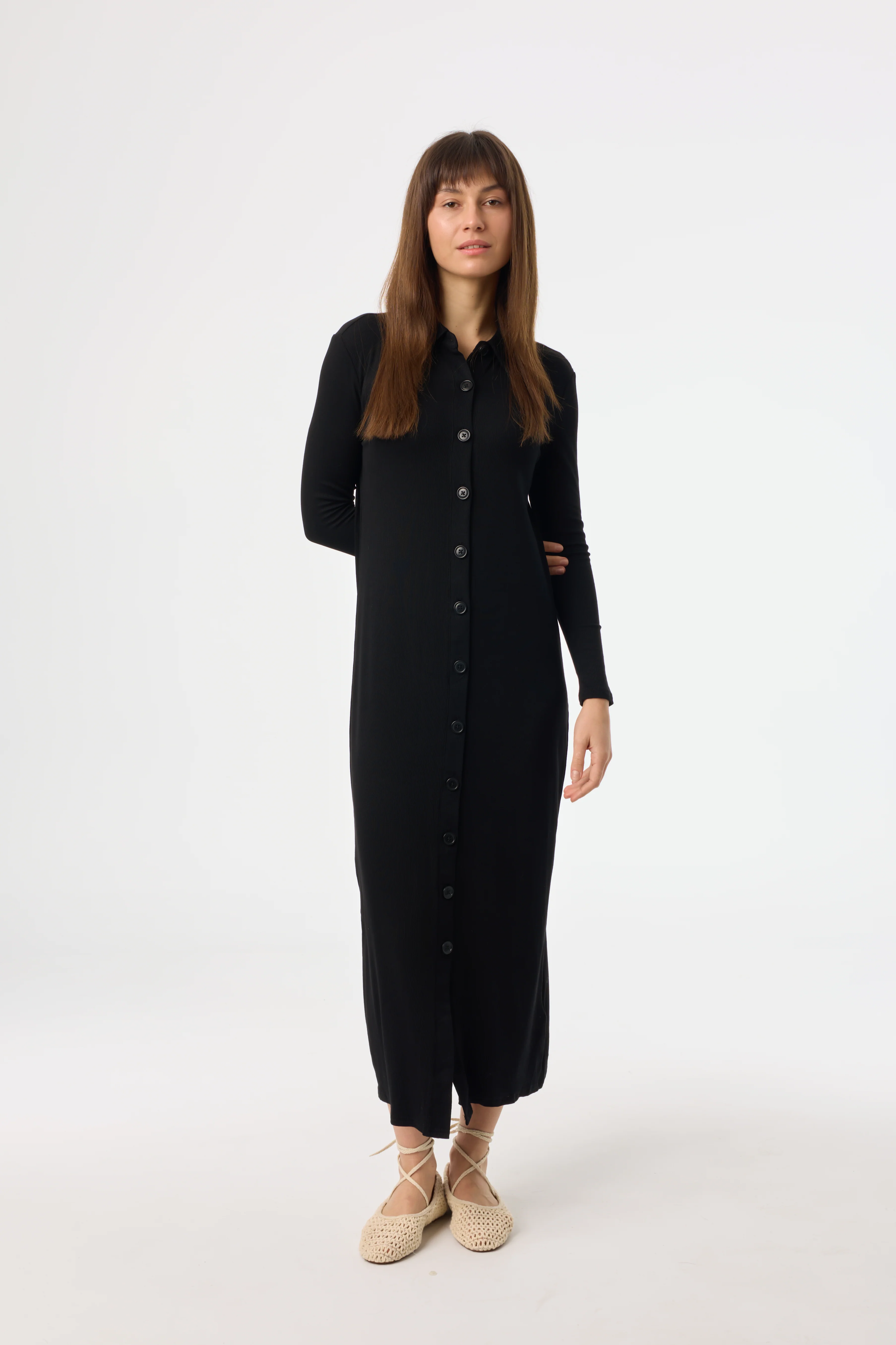 Black Cardi Maxi Dress - KJDHW