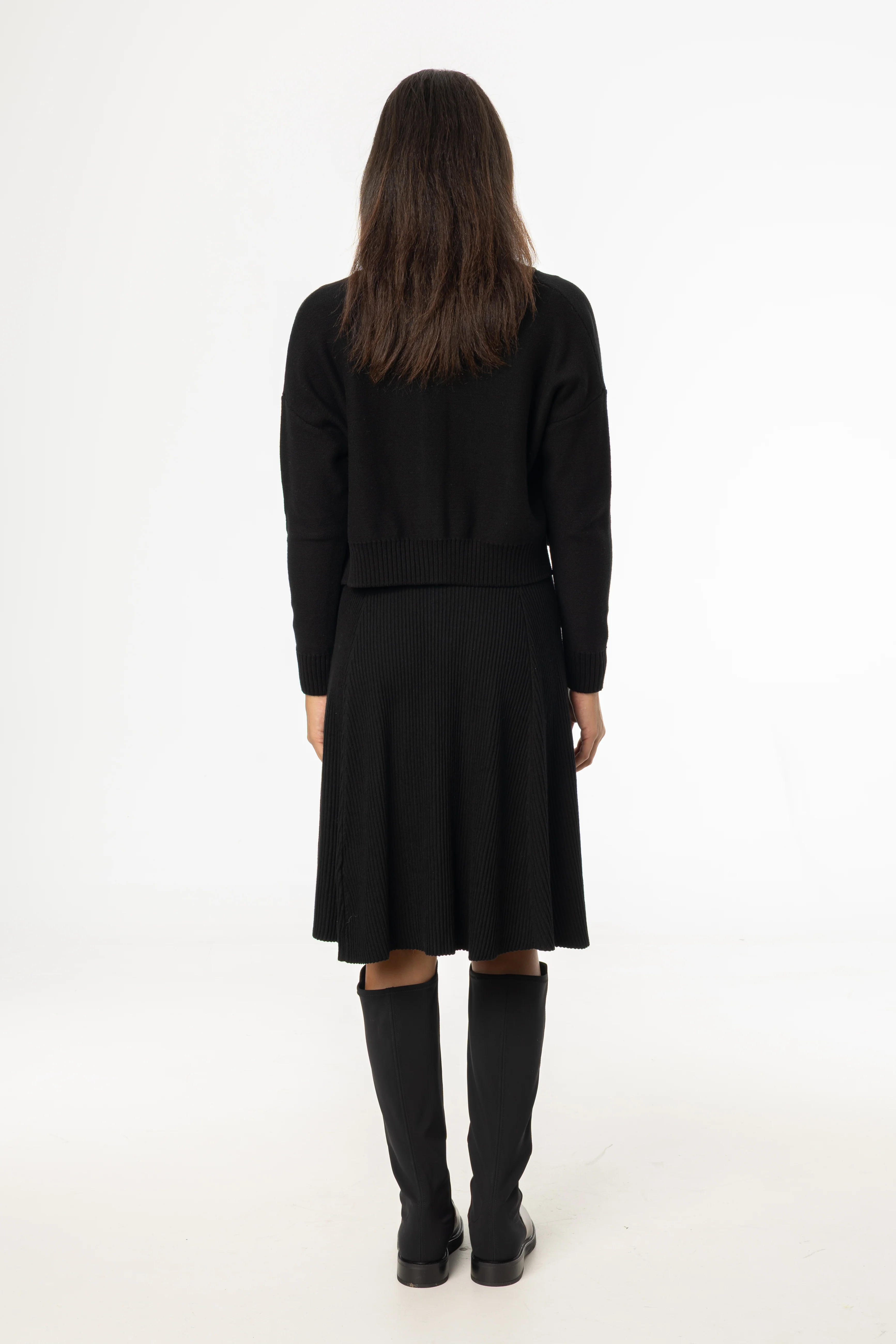 Black Basic Ribbed Knit Skirt - KJDHW