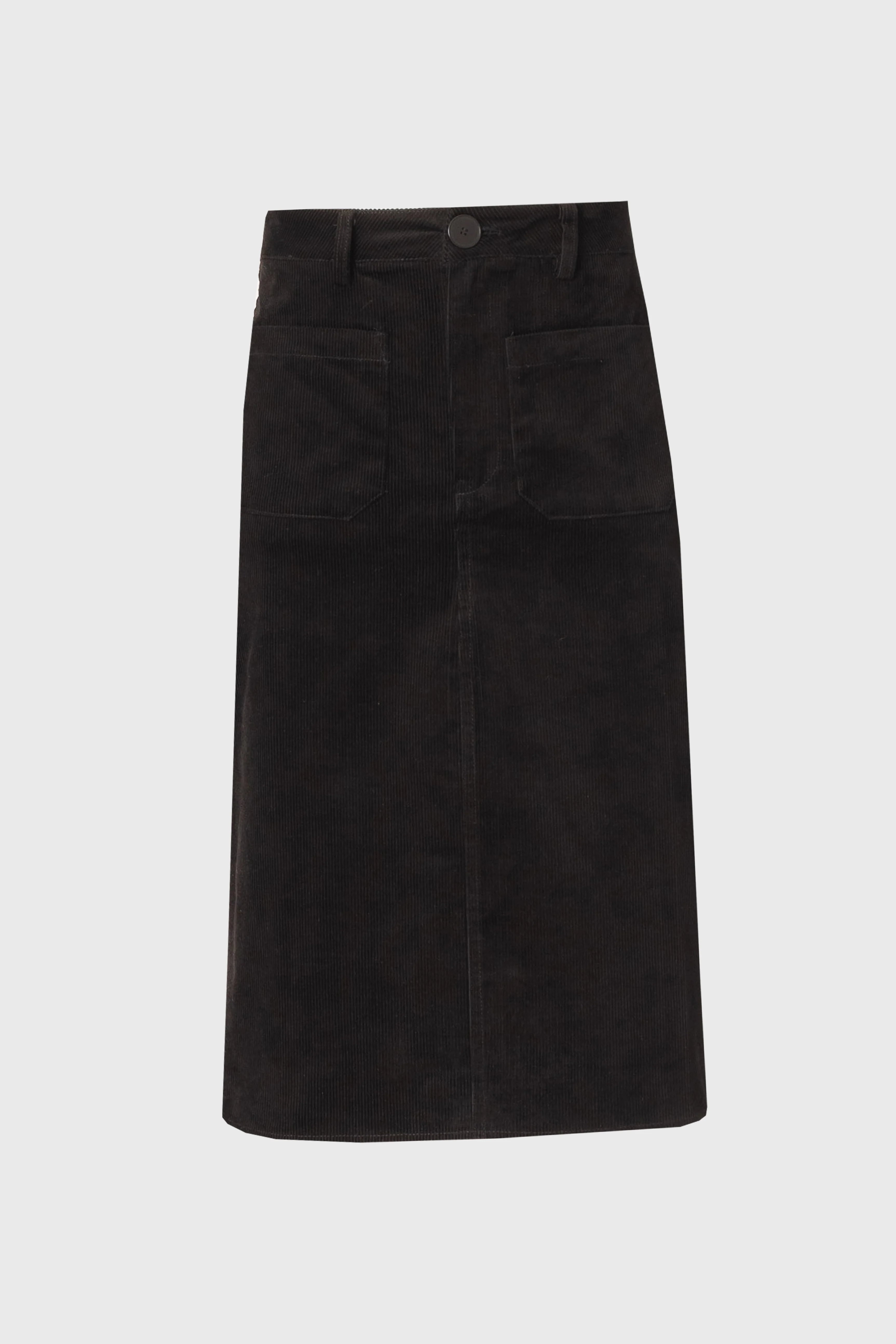 Black Pocket Corduroy Pencil Skirt - KJDHW