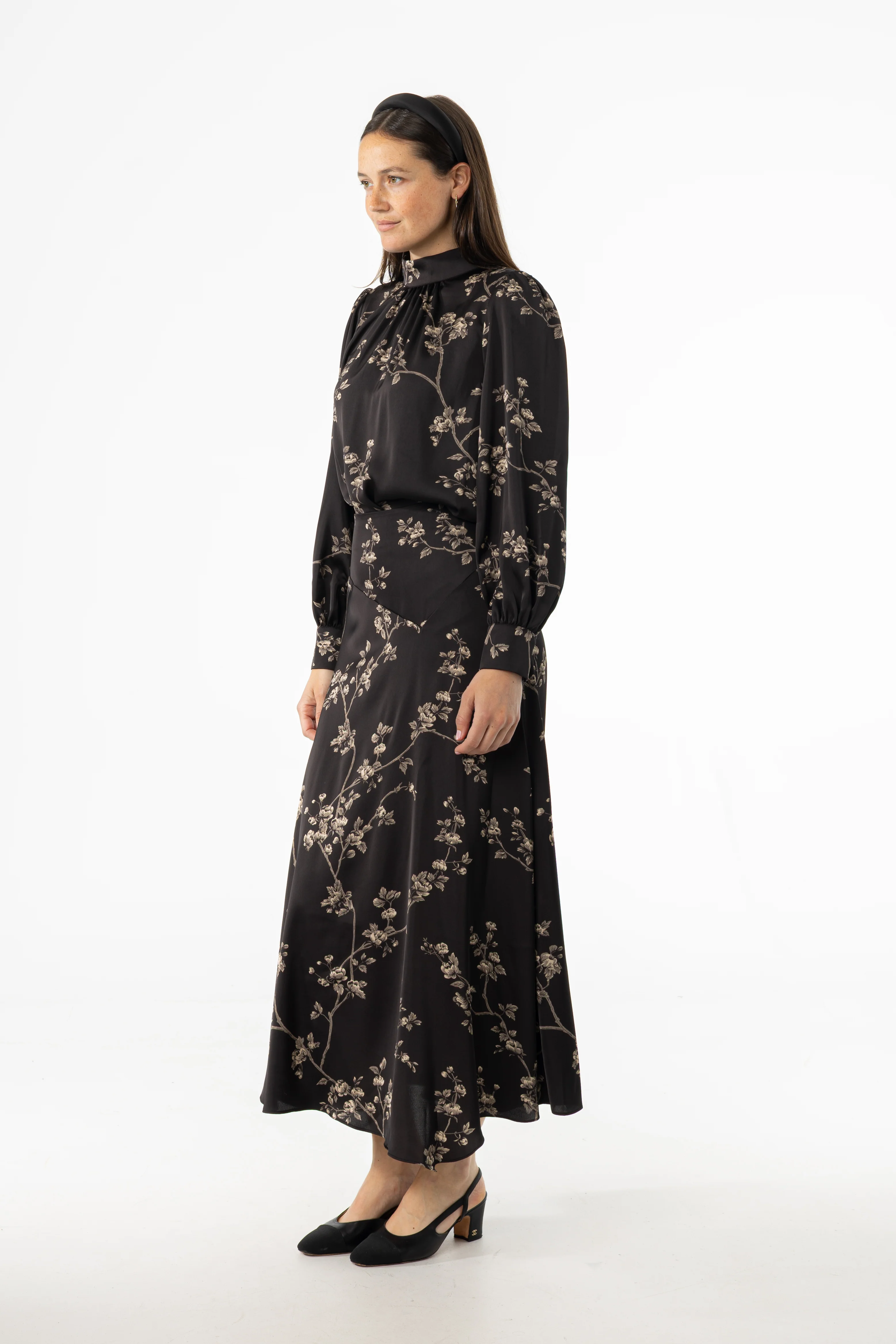 Black & Beige Asymmetrical Flare Skirt - KJDHW