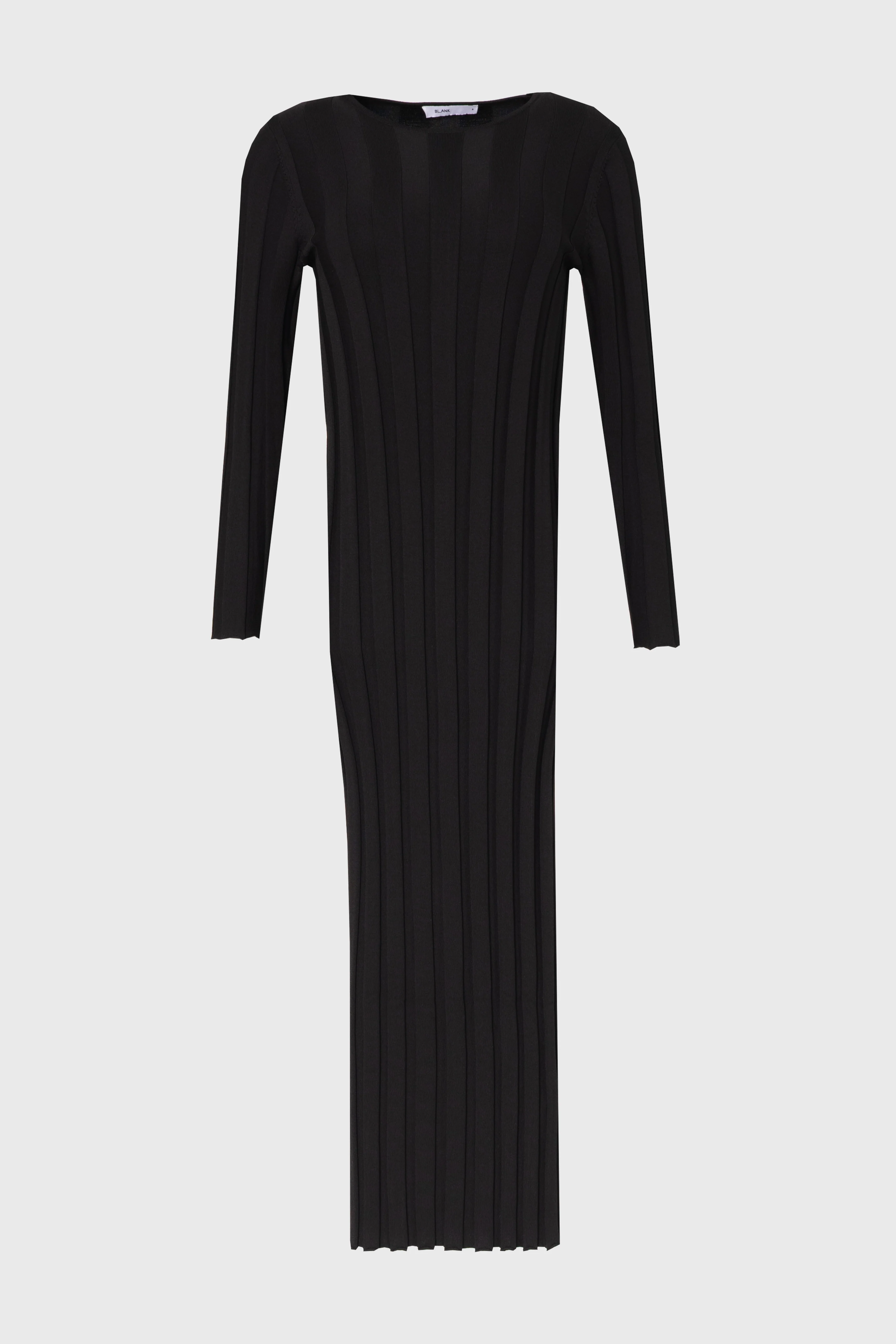 Black Wide Ribbed Maxi Dress - KJDHW