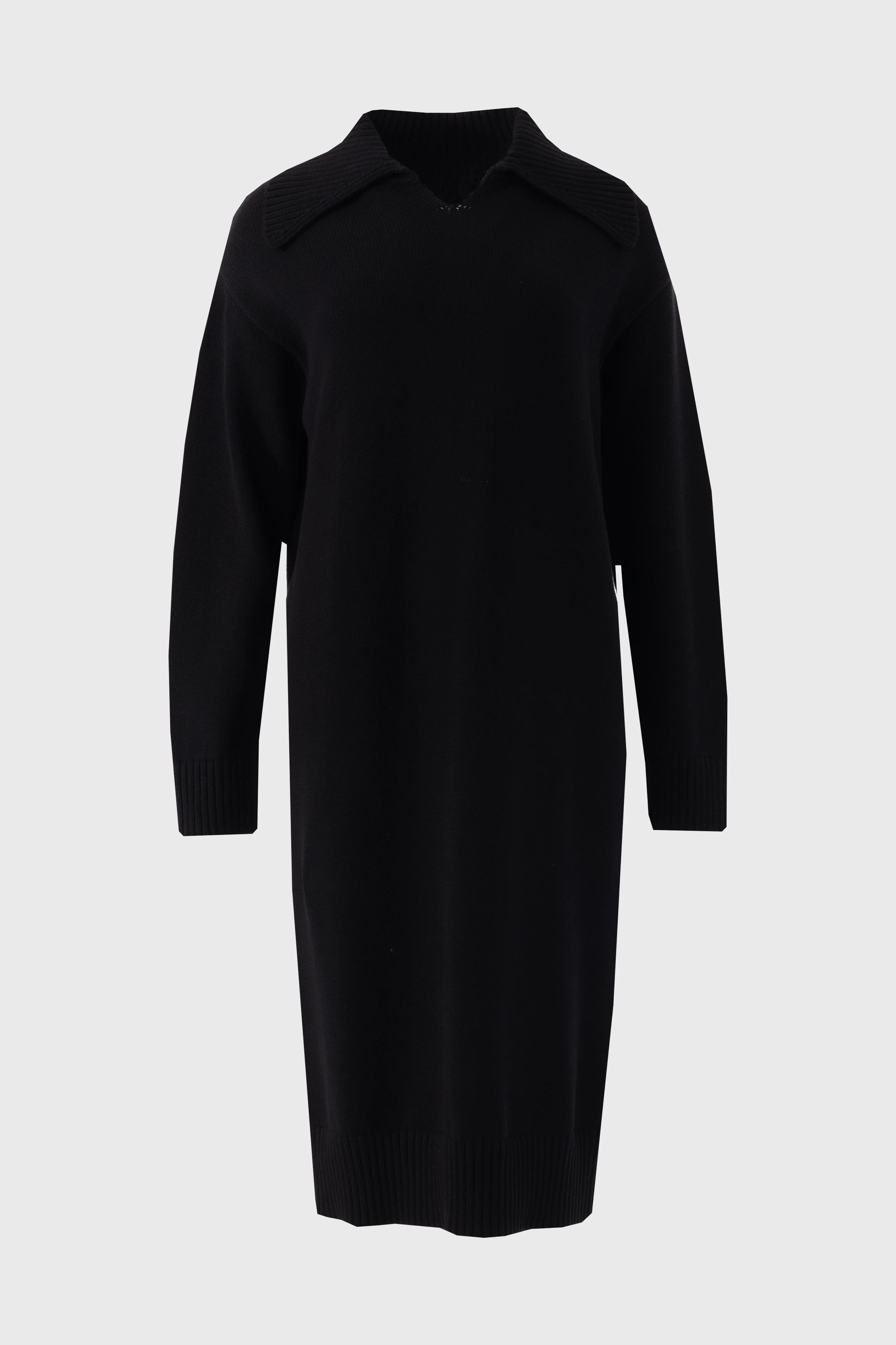 Black Knit Sweater Dress - KJDHW