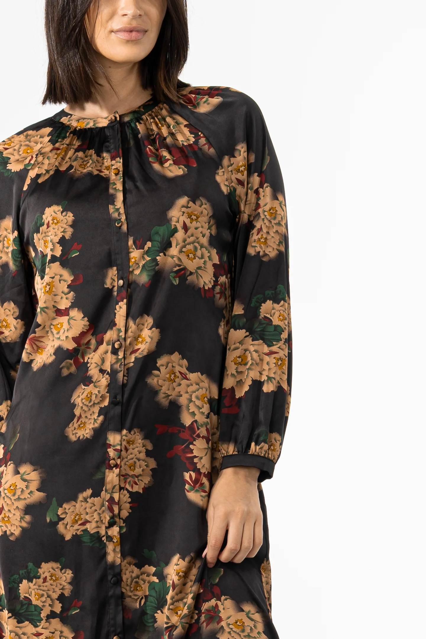 Black Multi Floral Printed Maxi Dress - KJDHW