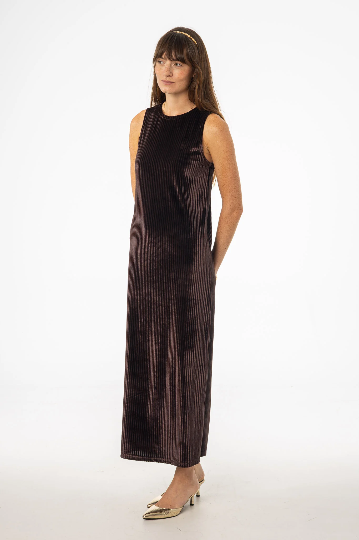 Brown Ribbed Velour Jumper - KJDHW