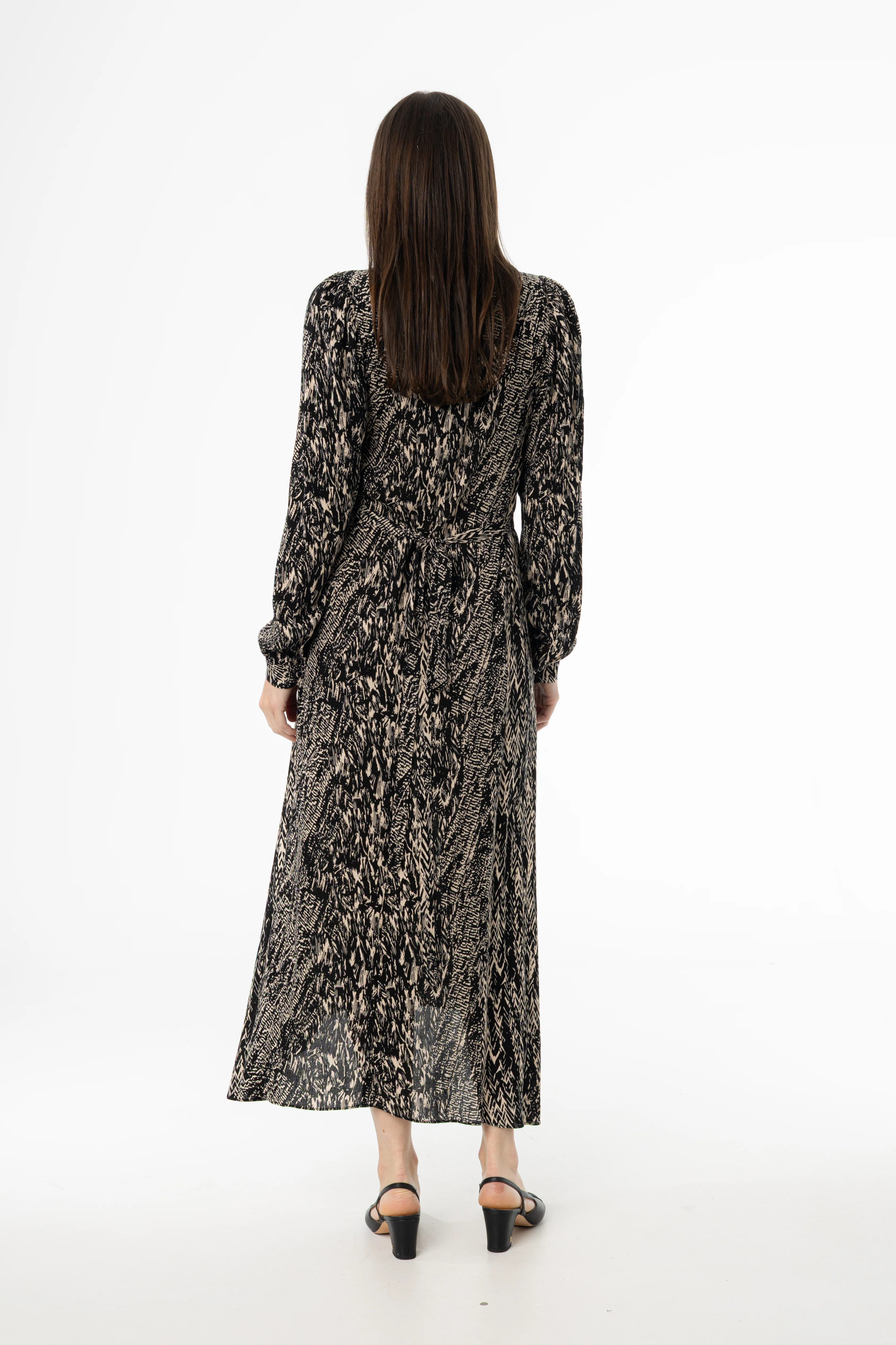 Black Multi Puff Shoulder Maxi Dress - KJDHW