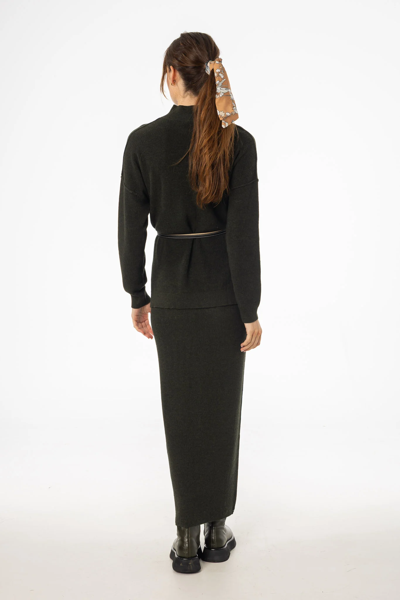 Olive Knit Maxi Skirt - KJDHW