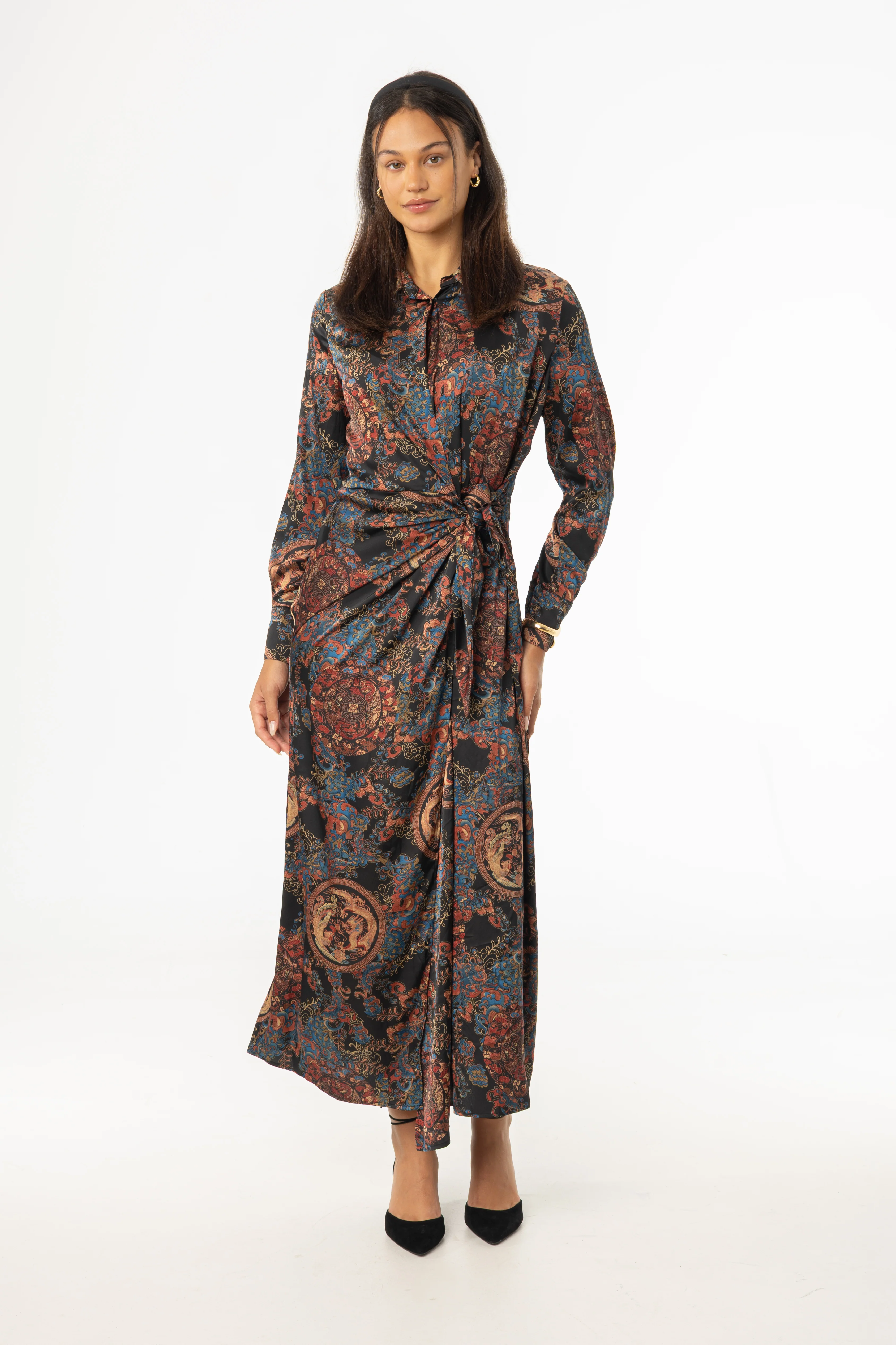 Multicolor Side Tie Maxi Dress - KJDHW