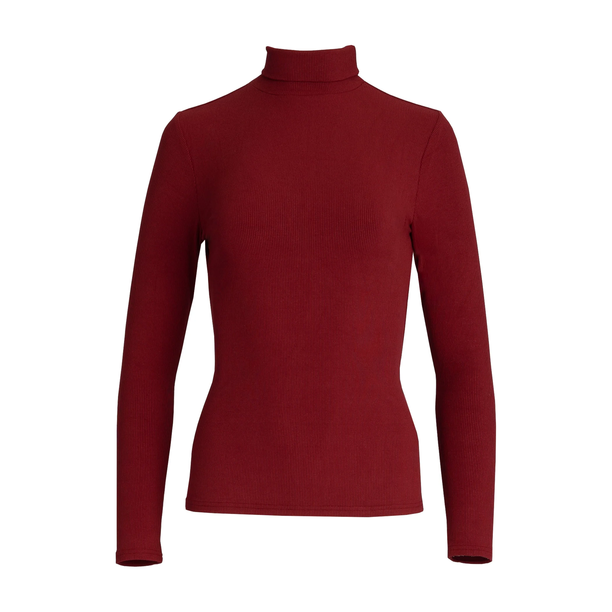 Cherry Ribbed Turtleneck Top - KJDHW