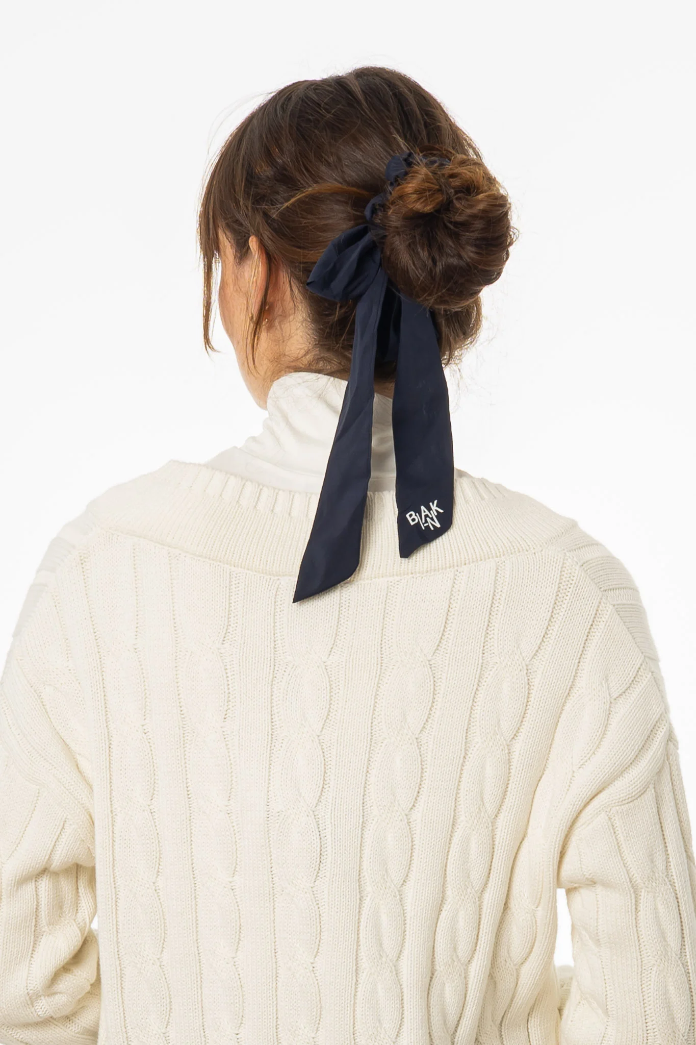 Navy Blank Bow Scrunchie - KJDHW