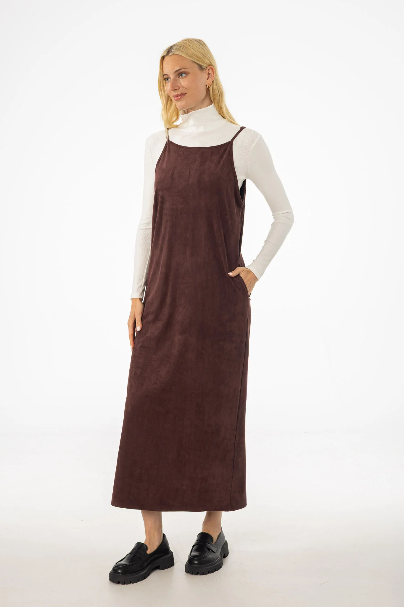 Maroon Microsuede Maxi Jumper - KJDHW