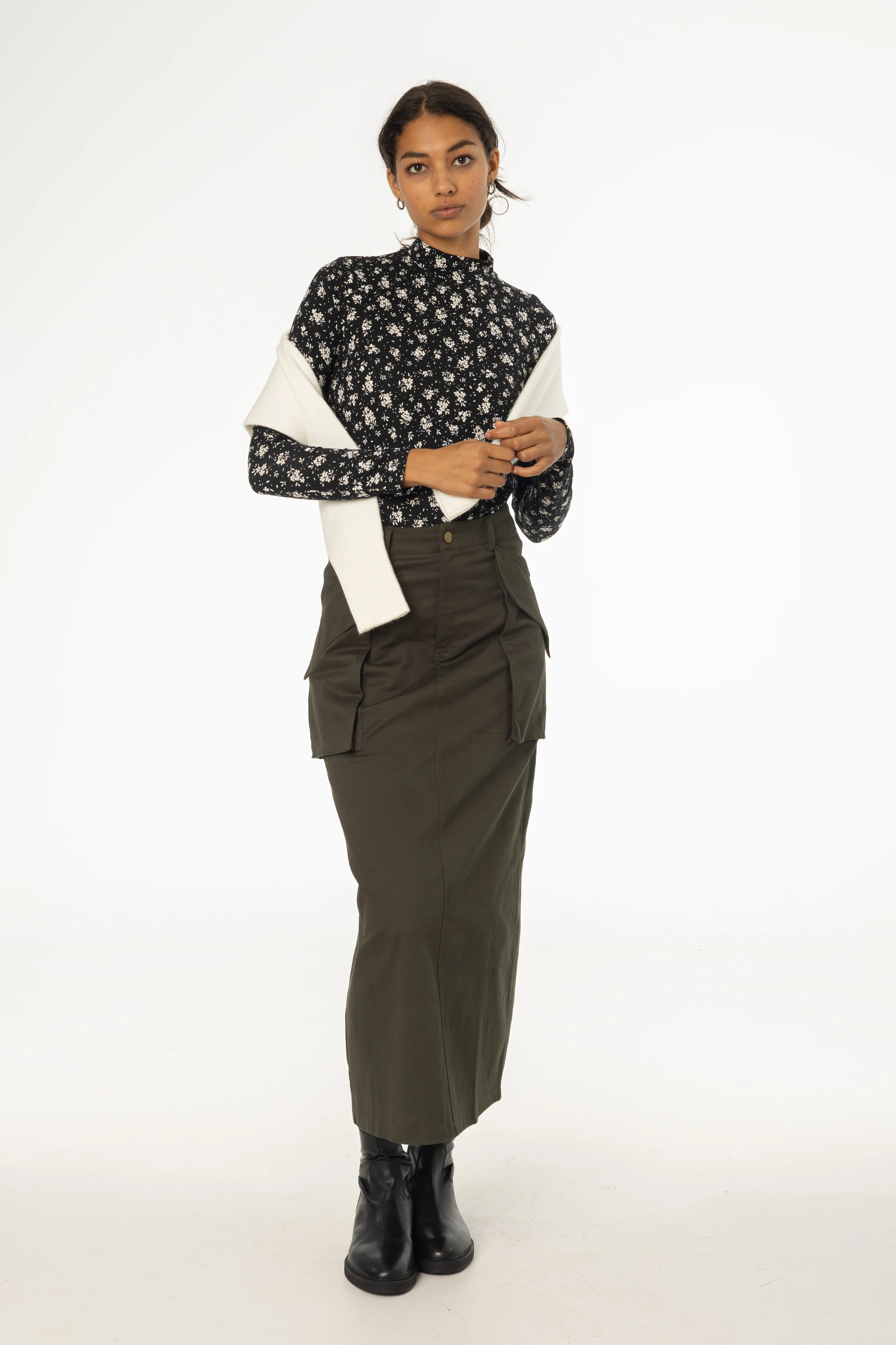 Olive Pocket Cargo Skirt - KJDHW
