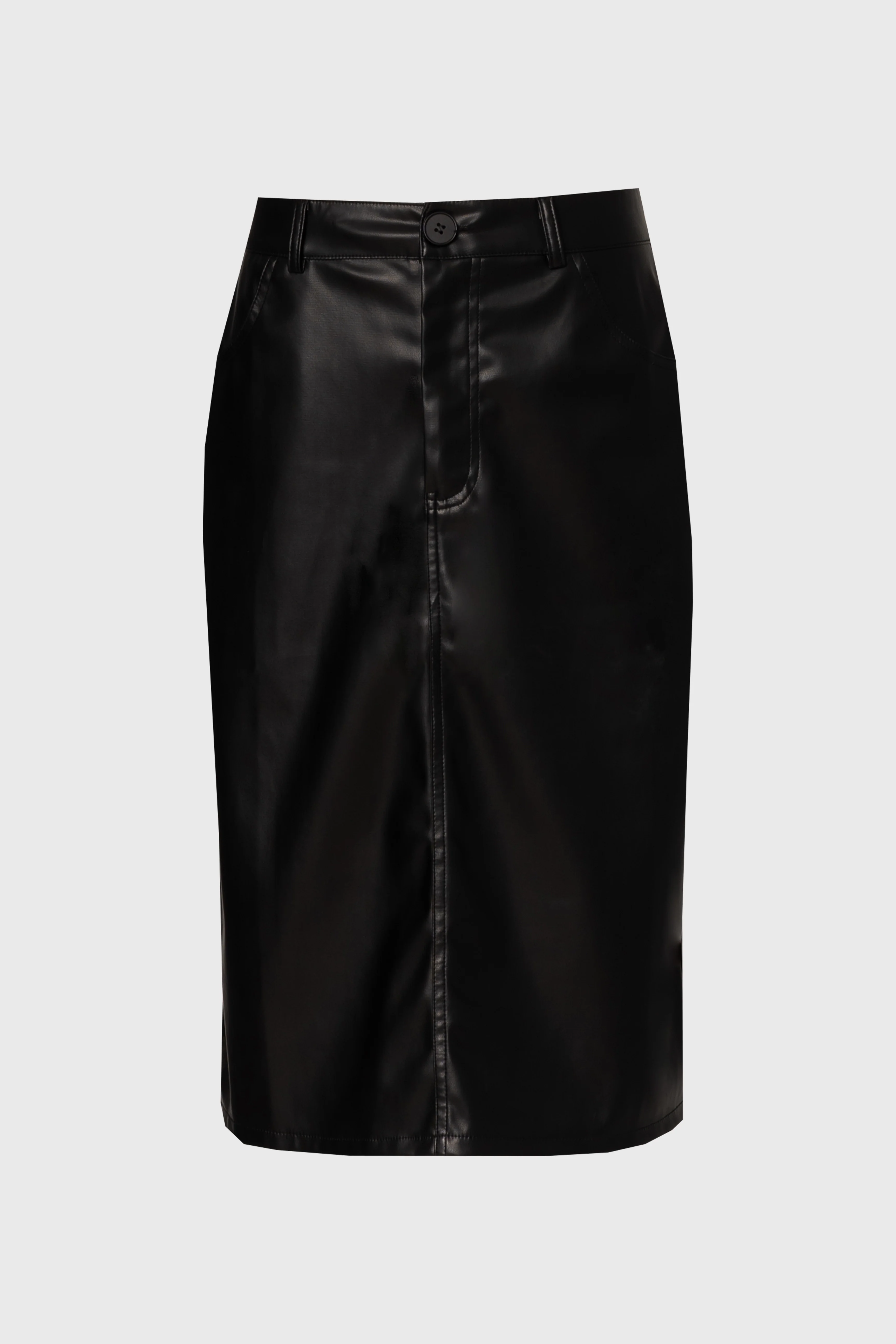 Black Vegan Leather Pencil Skirt - KJDHW