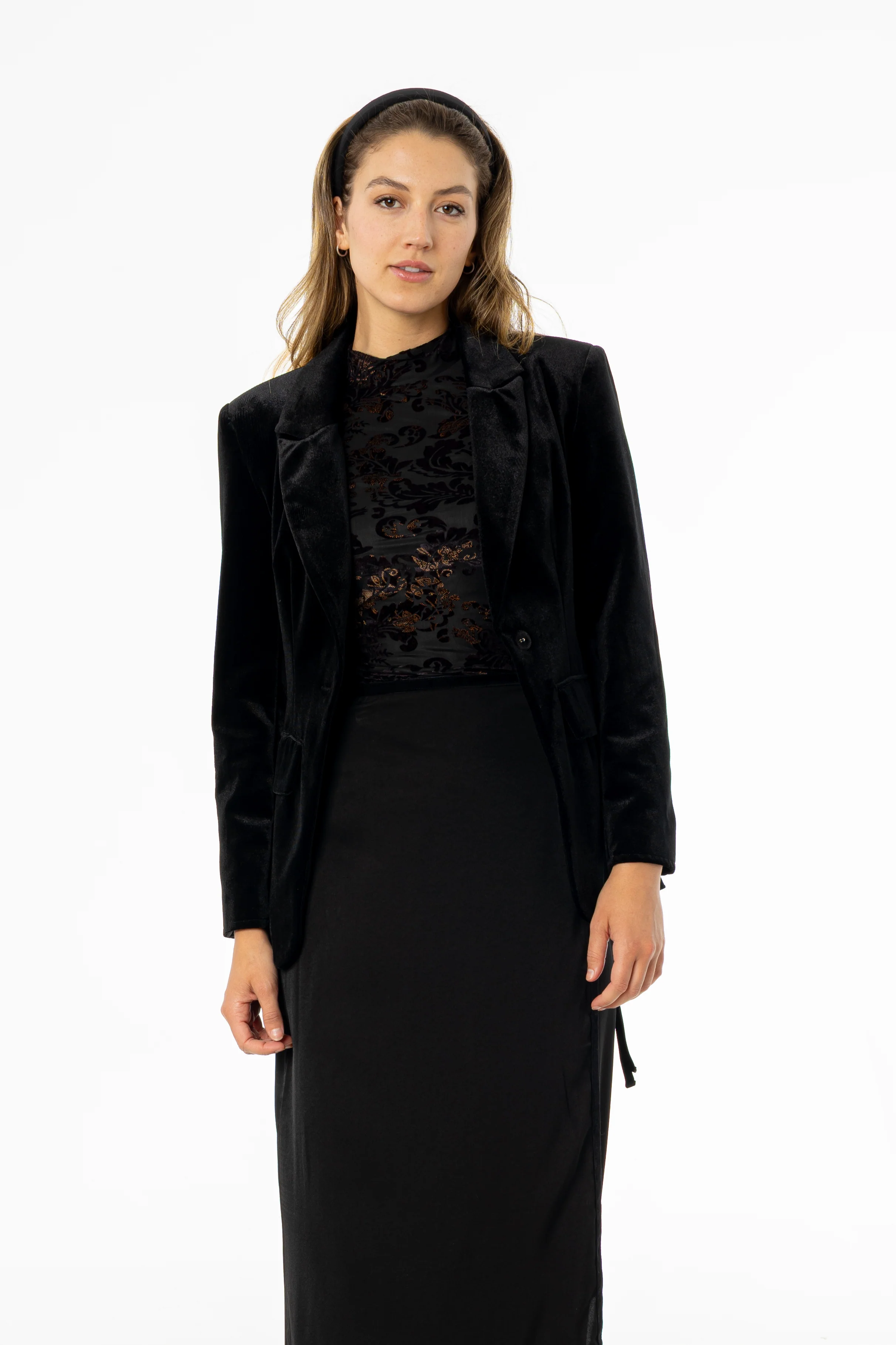 Black Velour Blazer - KJDHW