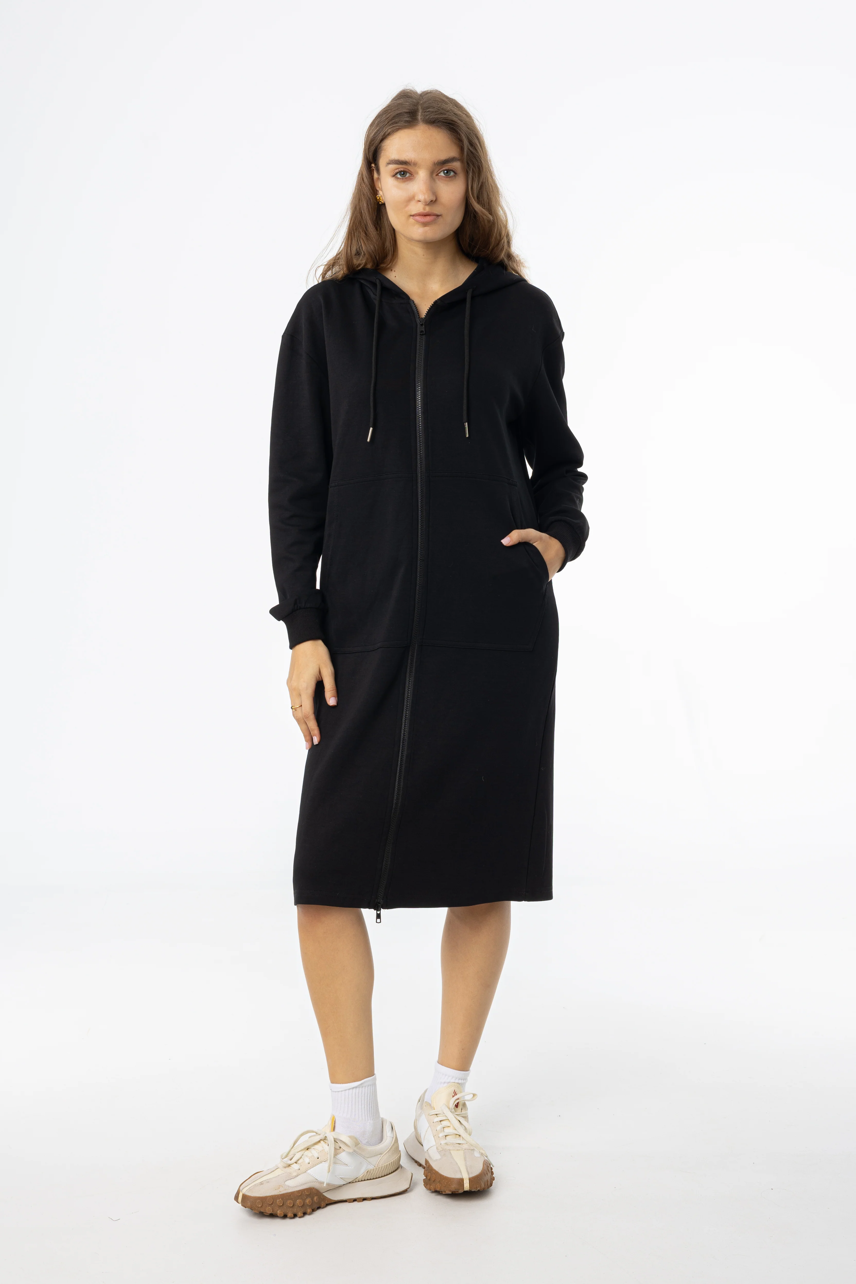 Black Basic Zipper Dress - KJDHW