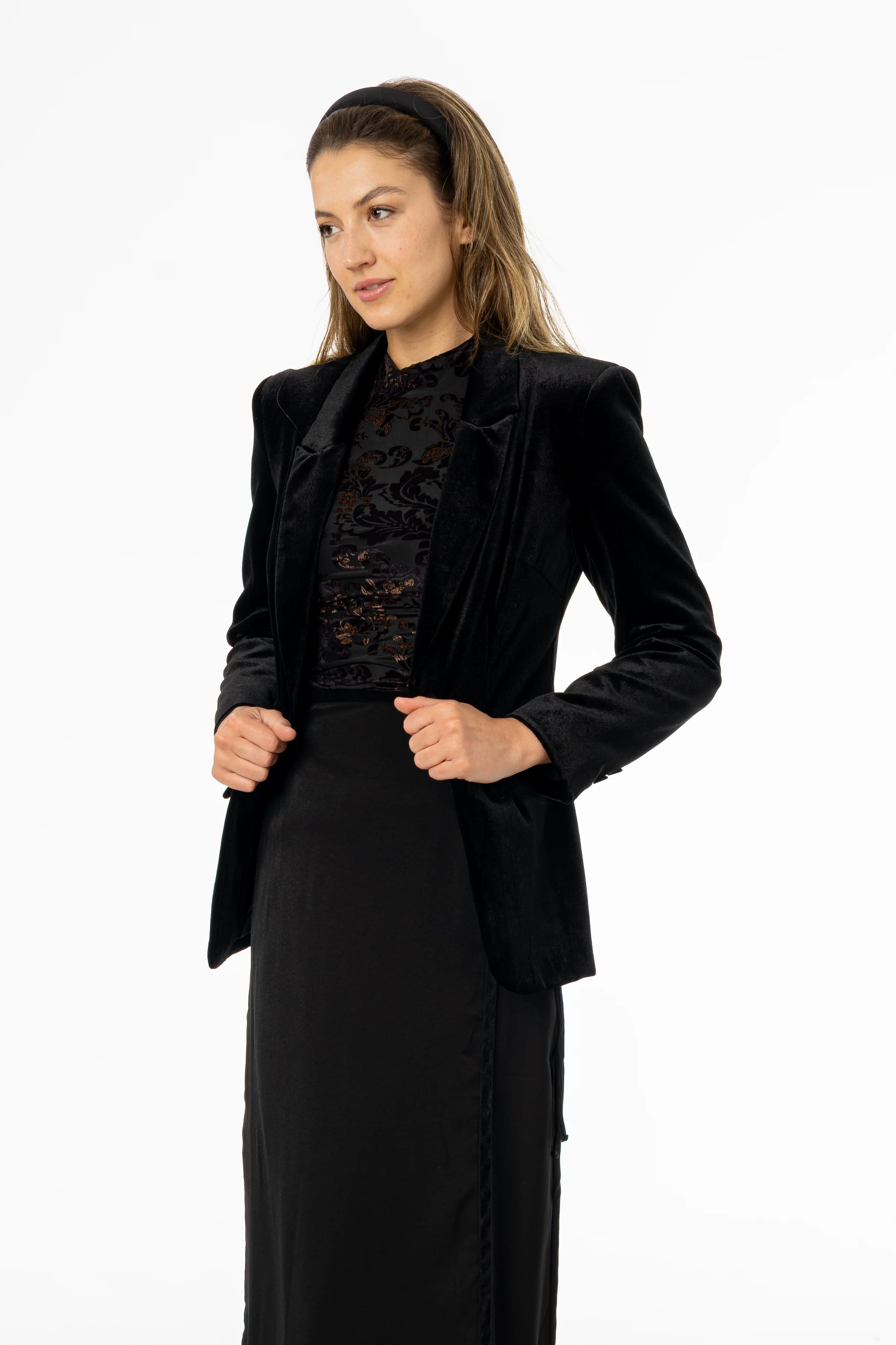 Black Velour Blazer - KJDHW
