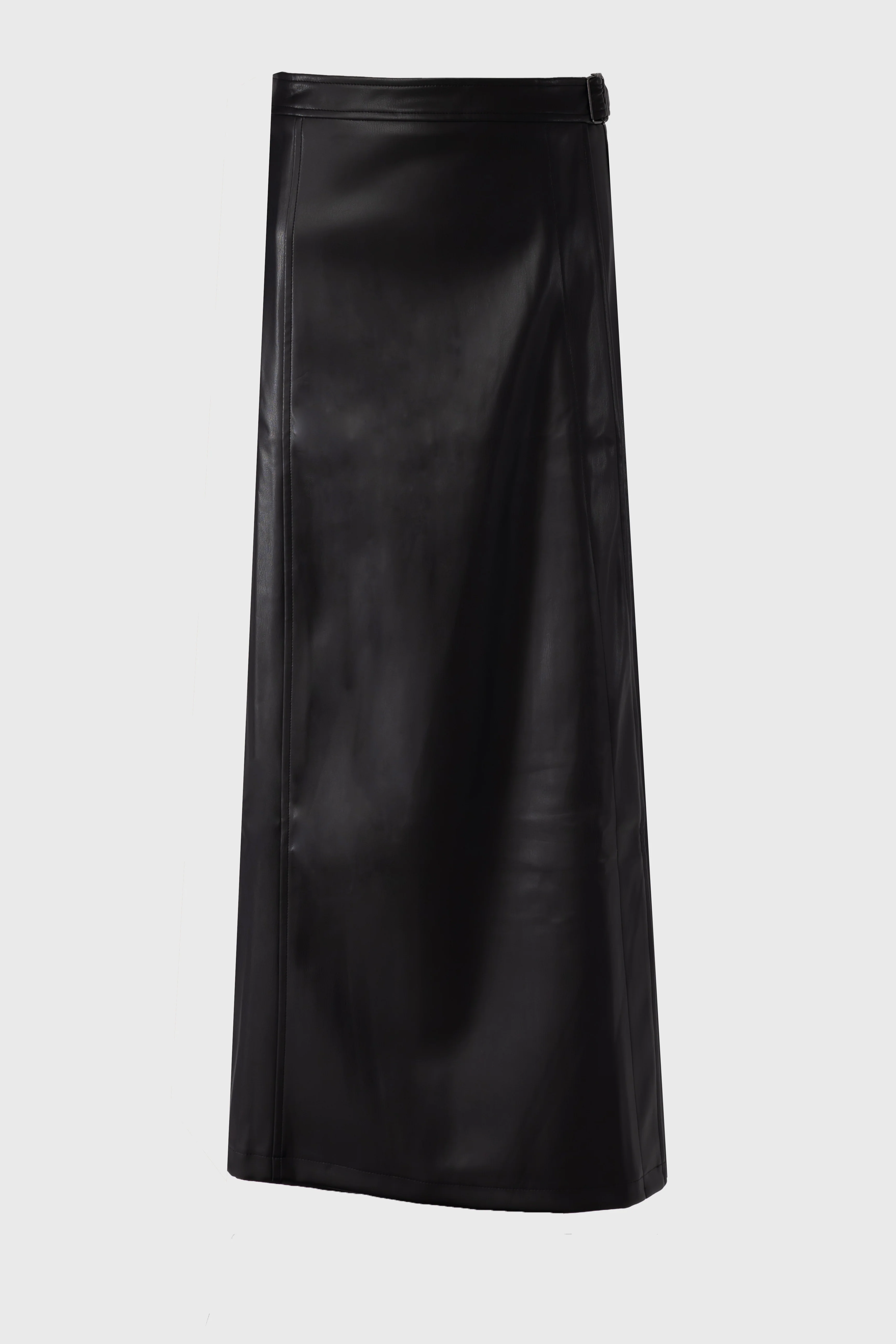 Black Wrap Vegan Leather Maxi Skirt - KJDHW