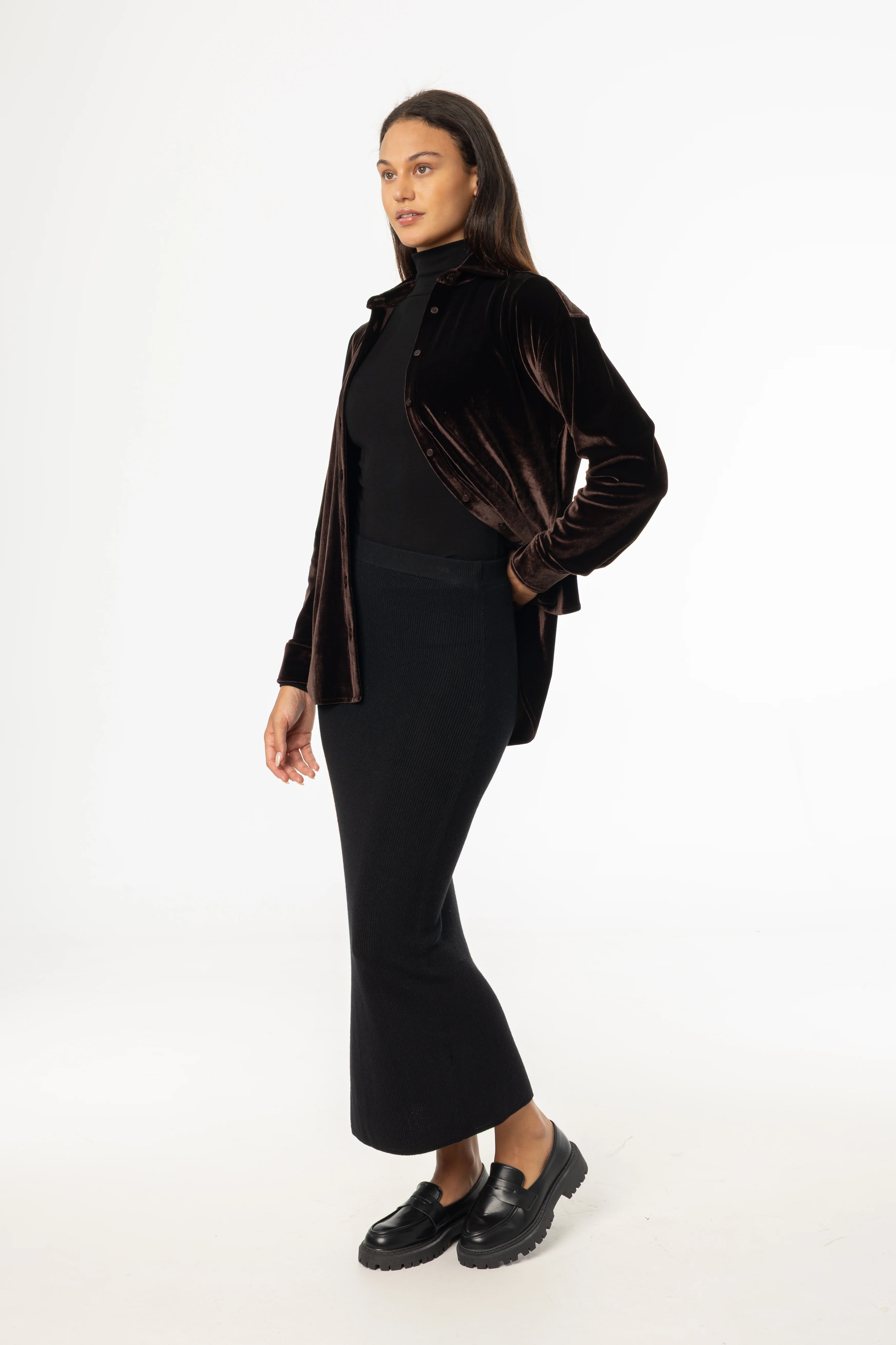 Black Knit Maxi Skirt - KJDHW