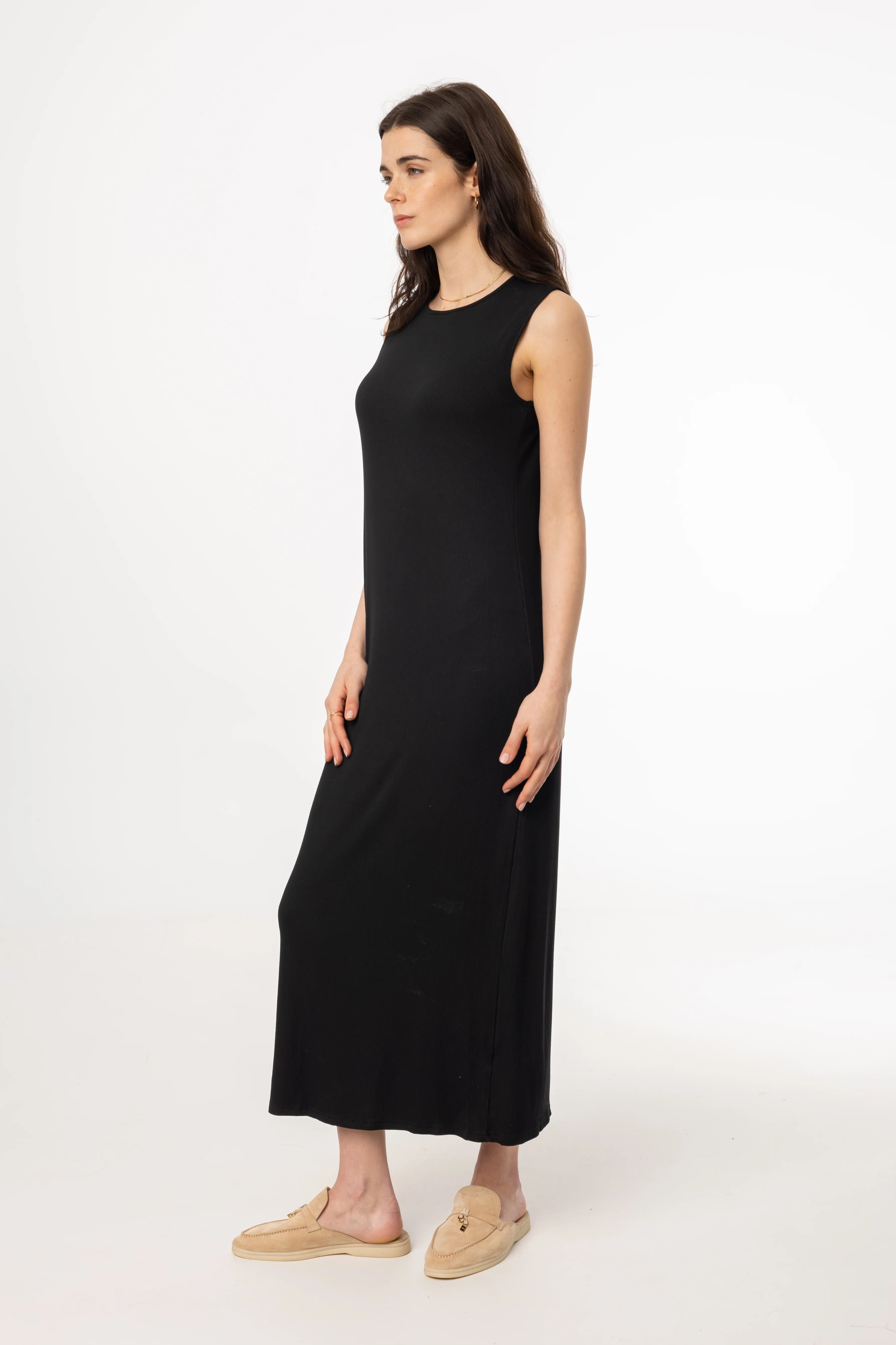Black Ribbed Maxi Jumper - KJDHW