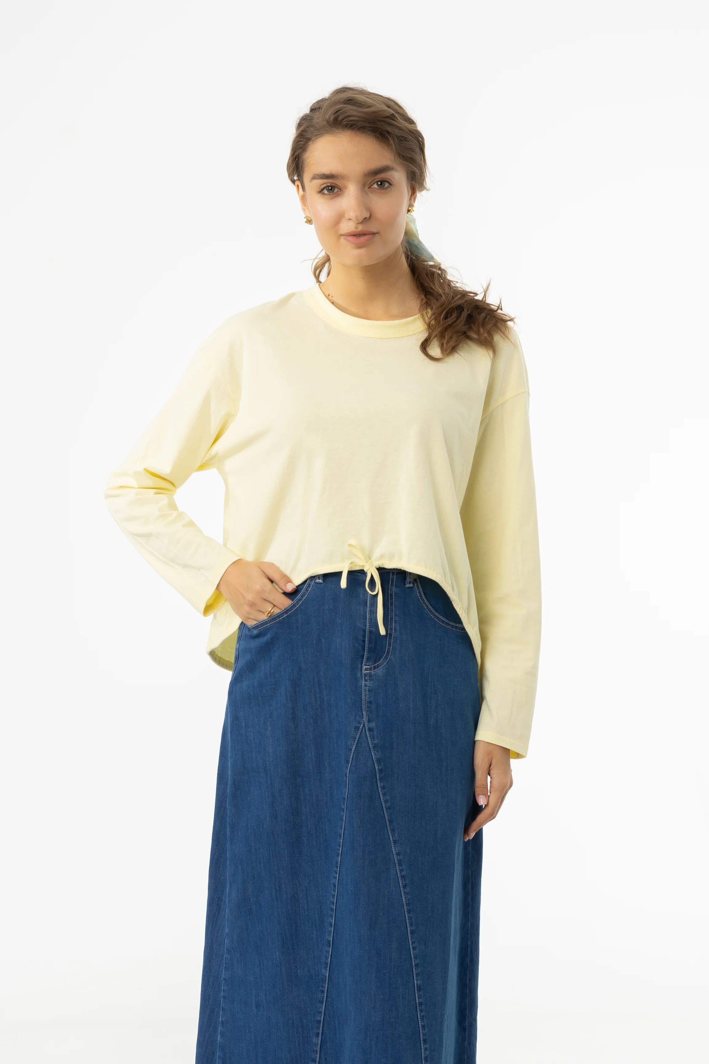 Yellow High Low Drawstring Tee - KJDHW